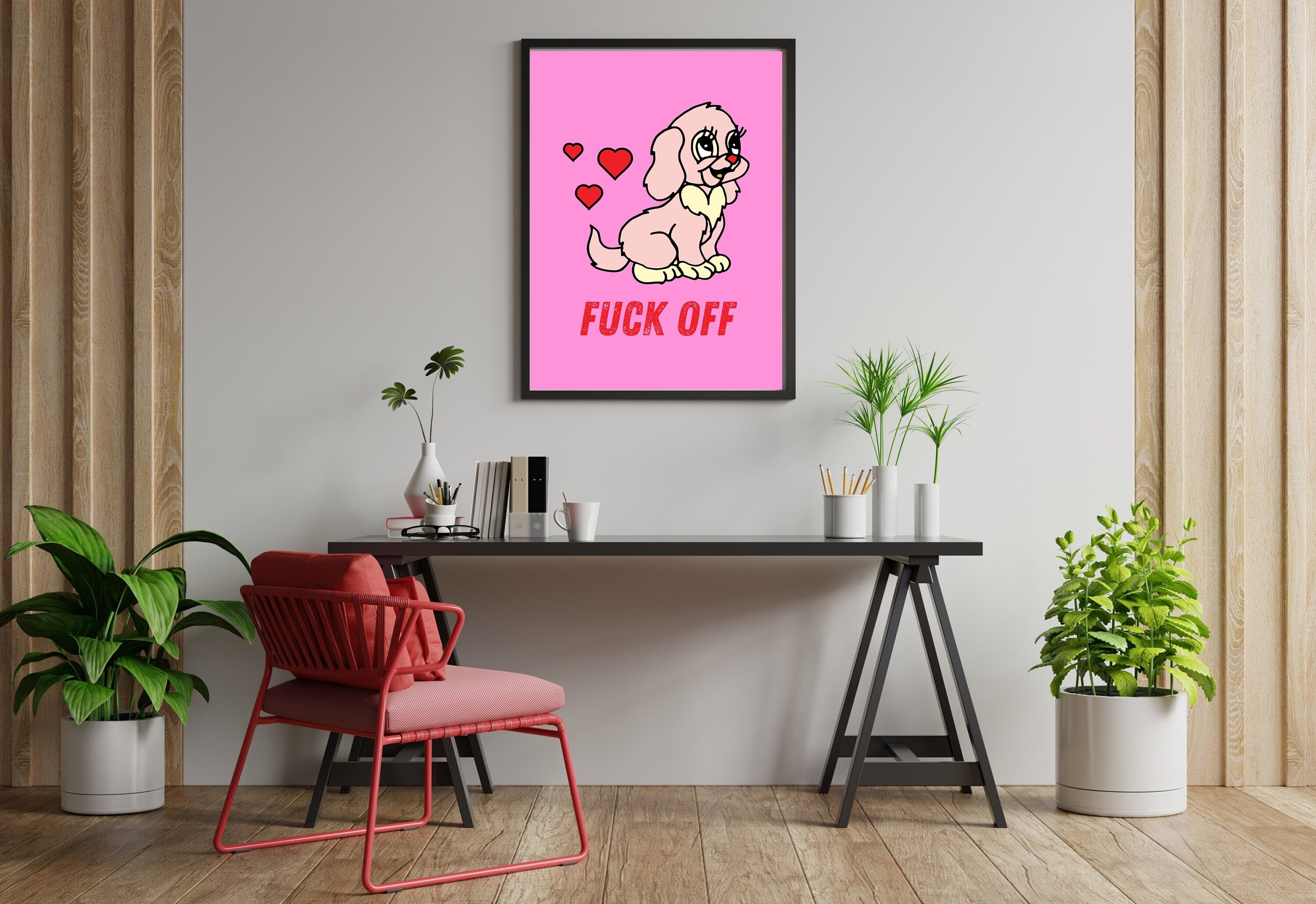 Funny Art Prints,Apartment Art,Sassy Quote Poster,Retro Print, Preppy Posters, Y2k Aesthetic, Hot Pink Fuck Off, Fuck Off Prints, Wall Art