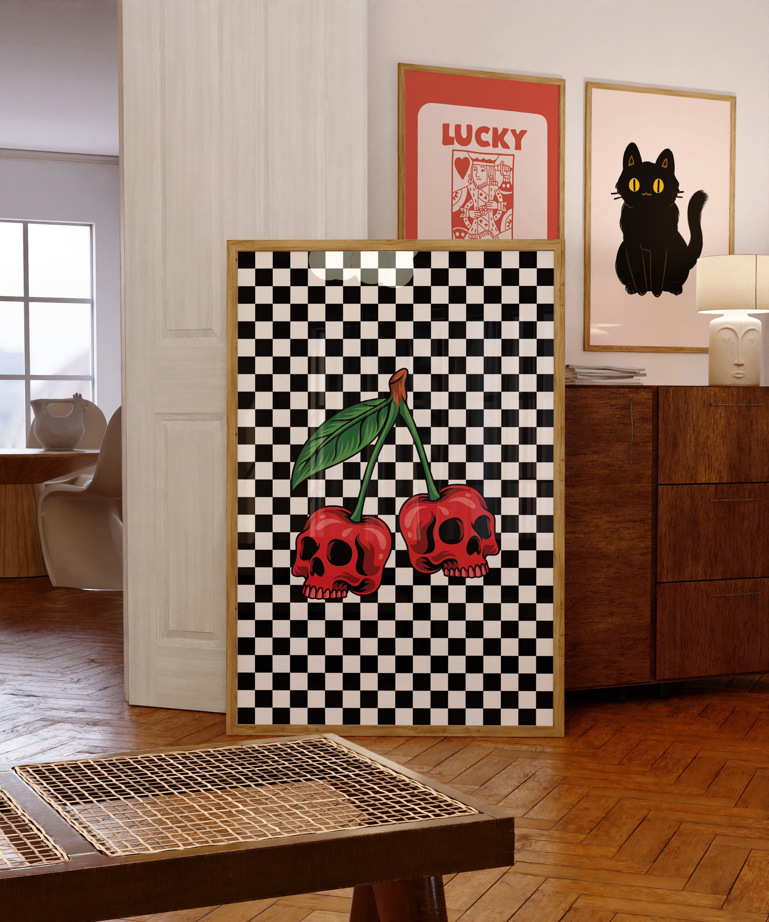 Cherry Checker Digital Art Print