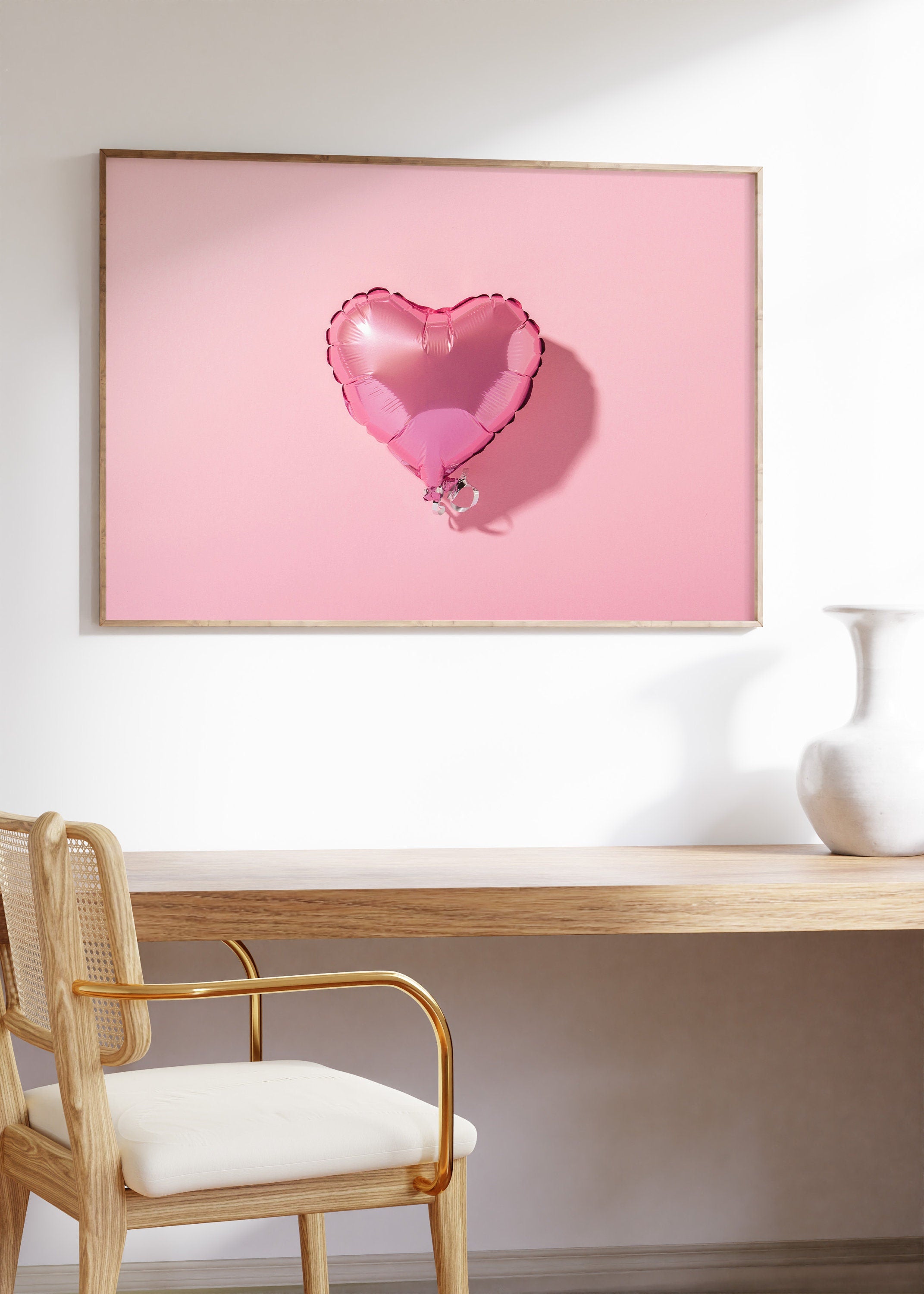 Heart Balloon Art-Digital Print-Retro Wall Art-Trendy Girly Print Art-Fun Pink Art-Downloadable Art-Pink Art Print-Preppy Poster-2000s Art