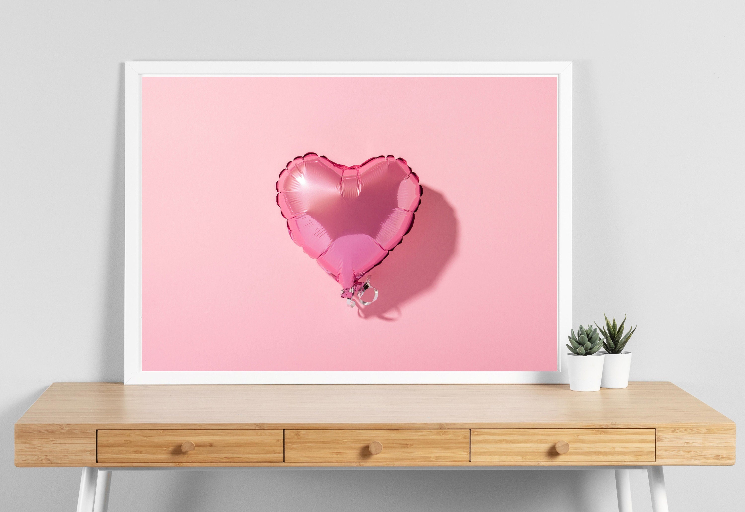 Heart Balloon Art-Digital Print-Retro Wall Art-Trendy Girly Print Art-Fun Pink Art-Downloadable Art-Pink Art Print-Preppy Poster-2000s Art