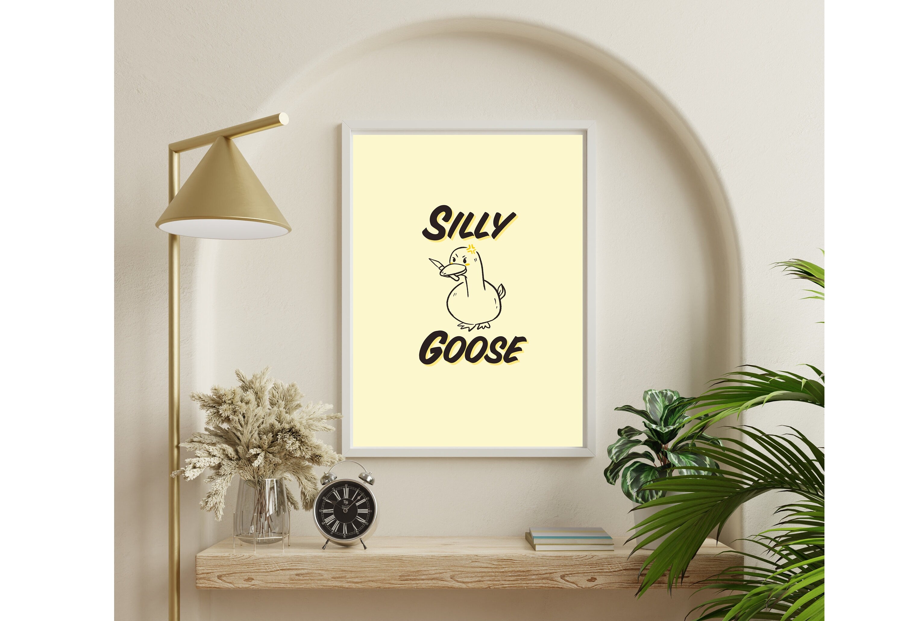 Silly Goose-Digital Download-Funny Goose Art Print-Girly Print-Silly Animal Art Print-Large Wall Art-Funny Art-Yellow Art-Edgy Art Print