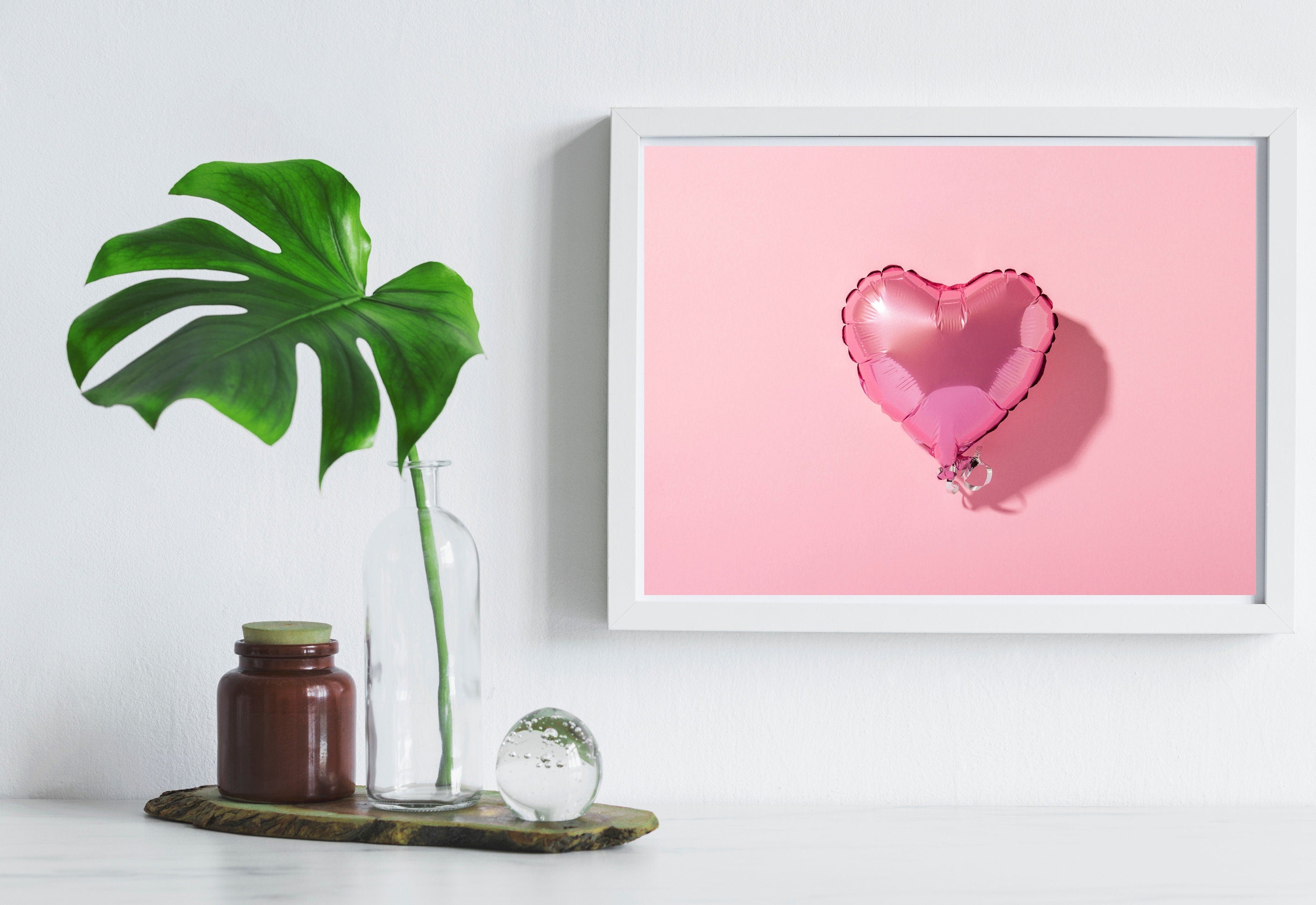 Heart Balloon Art-Digital Print-Retro Wall Art-Trendy Girly Print Art-Fun Pink Art-Downloadable Art-Pink Art Print-Preppy Poster-2000s Art