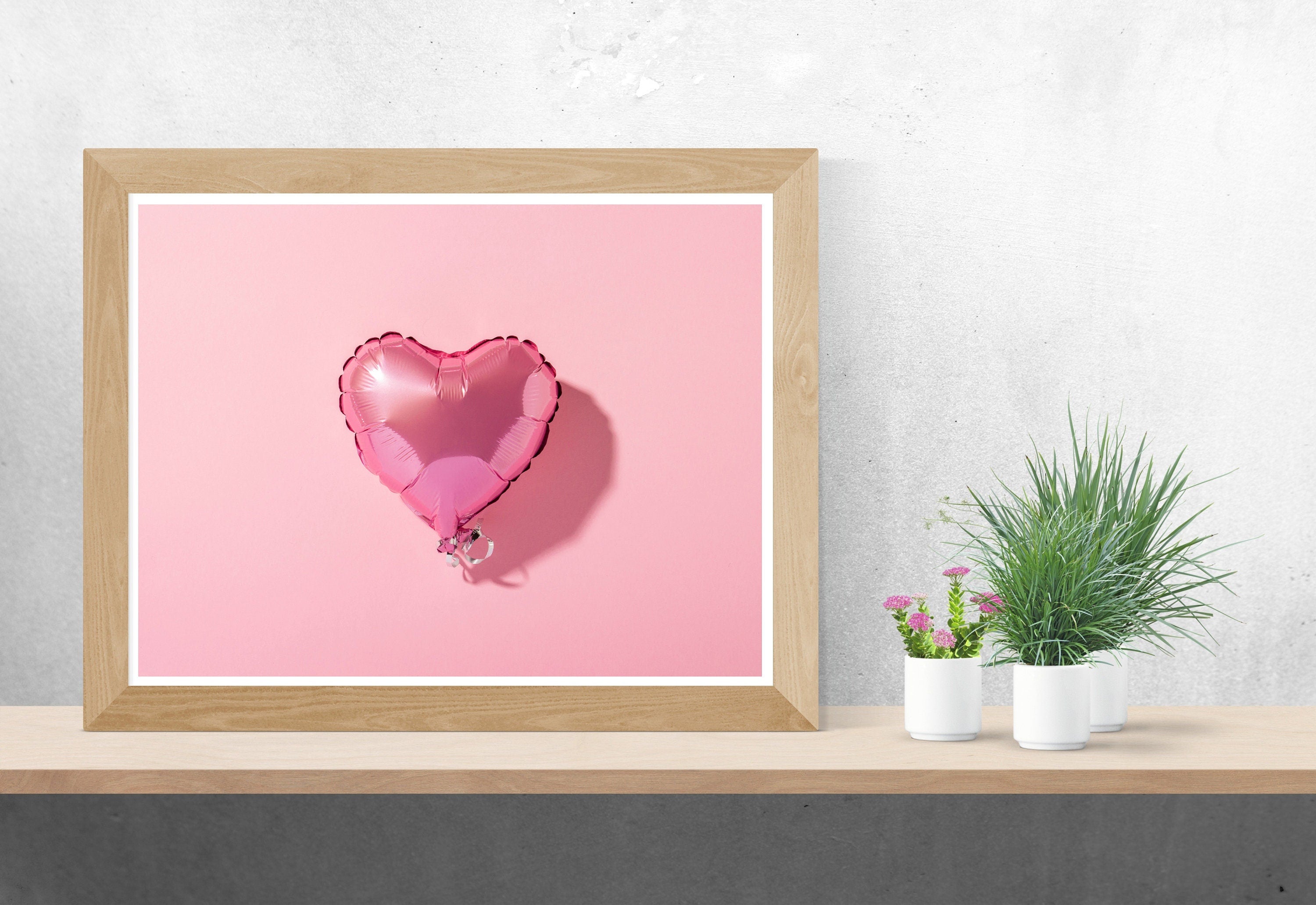 Heart Balloon Art-Digital Print-Retro Wall Art-Trendy Girly Print Art-Fun Pink Art-Downloadable Art-Pink Art Print-Preppy Poster-2000s Art