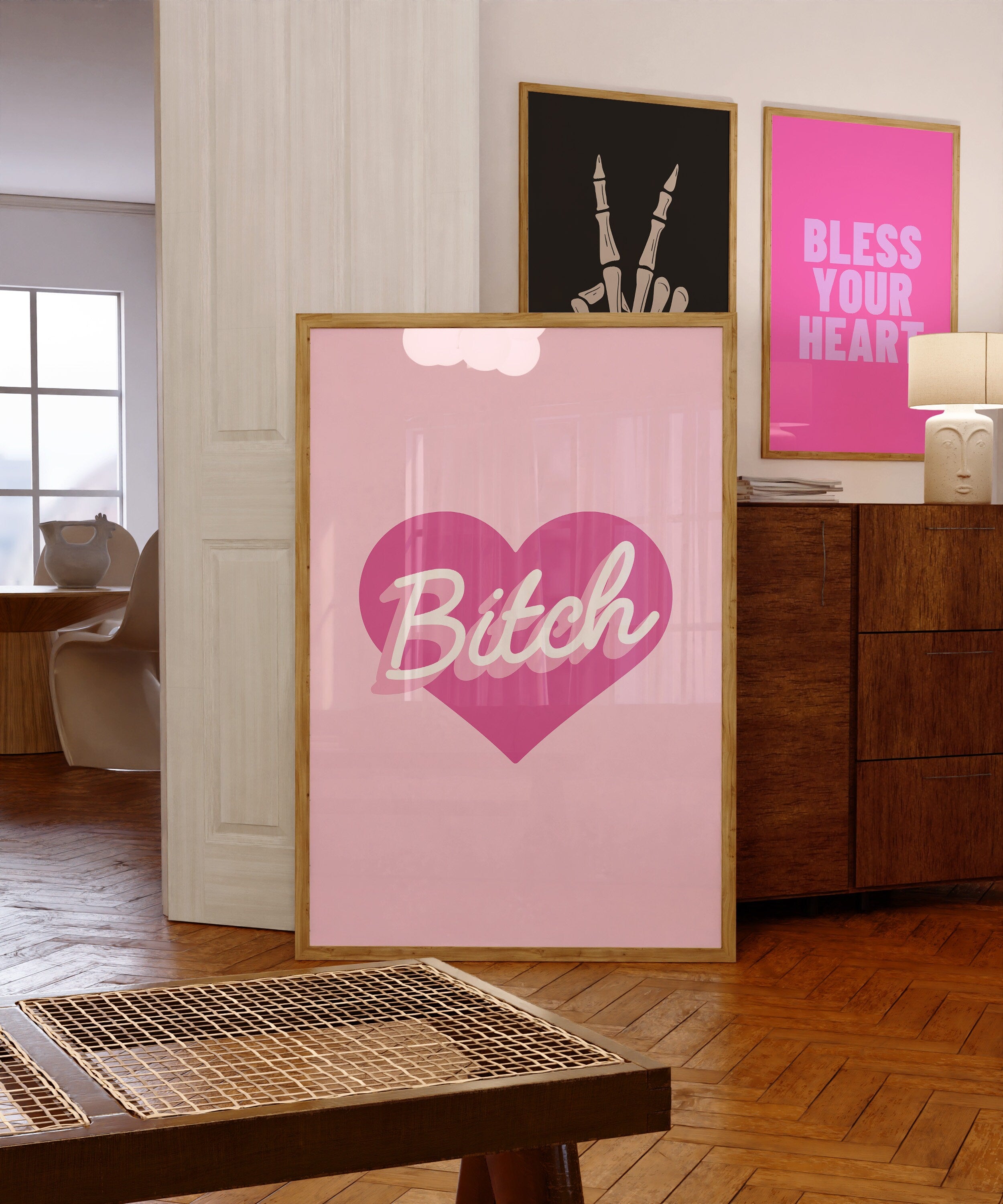 Bitch Heart Light Pink Poster