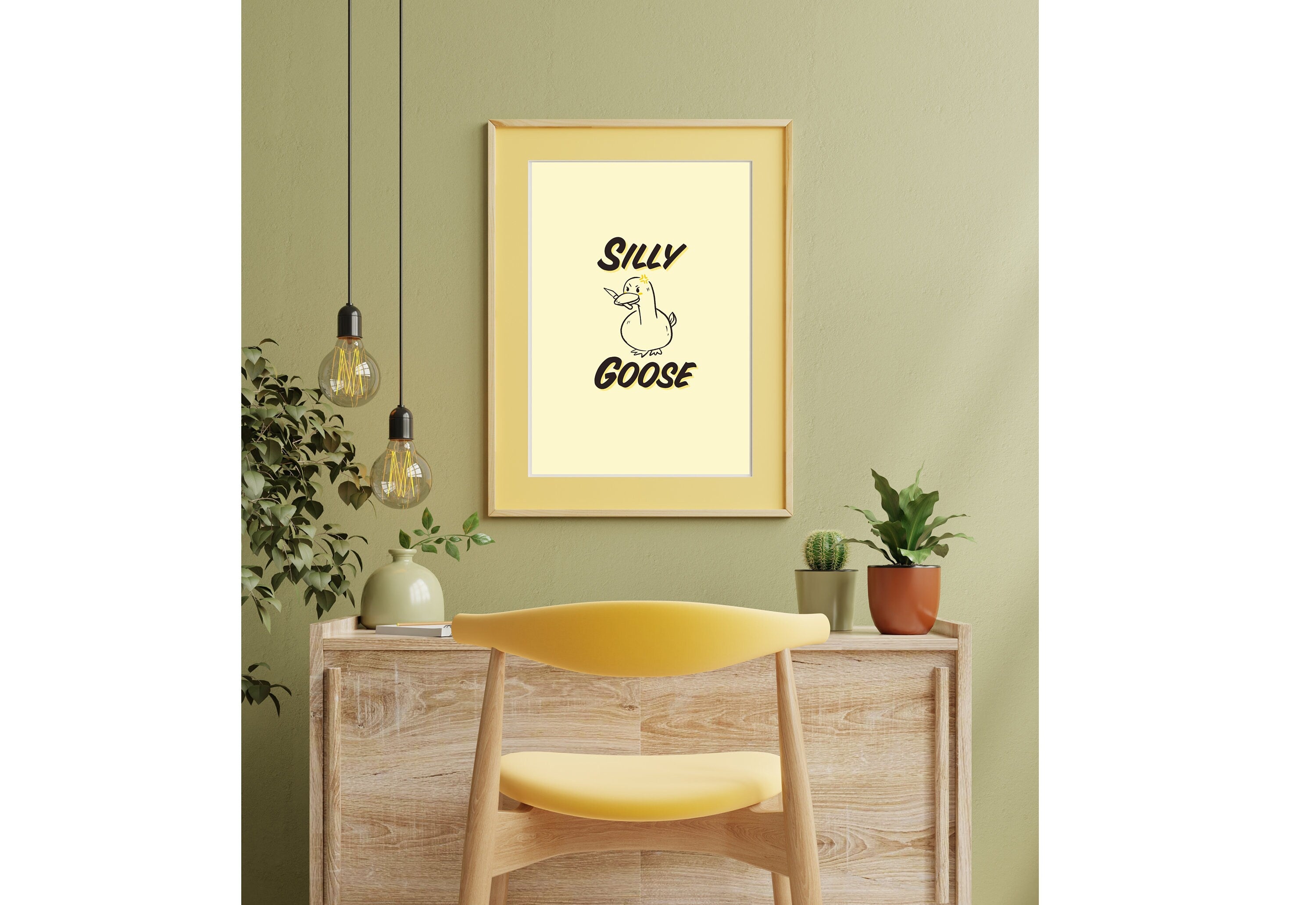 Silly Goose-Digital Download-Funny Goose Art Print-Girly Print-Silly Animal Art Print-Large Wall Art-Funny Art-Yellow Art-Edgy Art Print