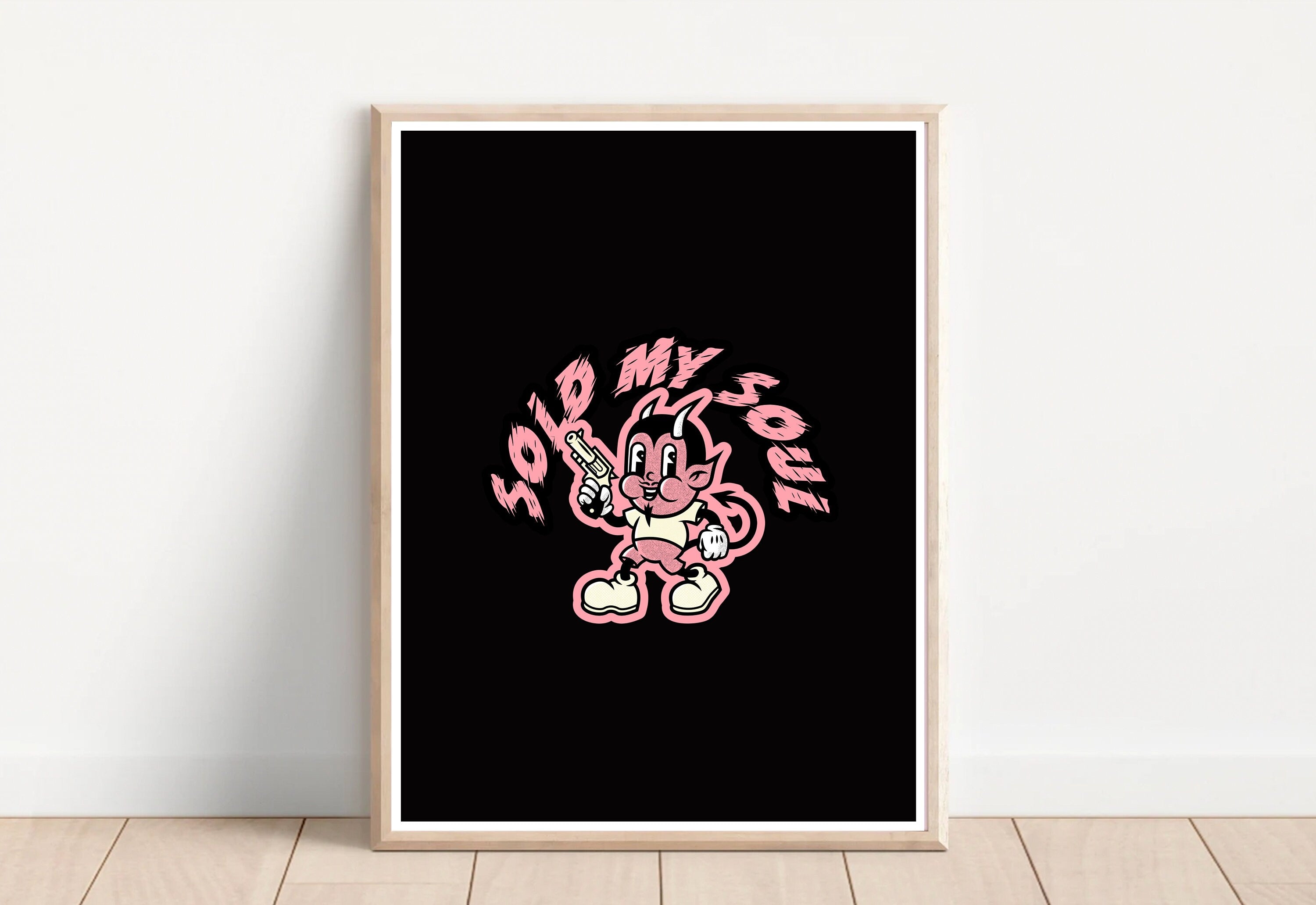 Devil Cartoon Art, Digital Download Art, Red Devil Art, Retro Wall Decor, Funny Wall Art, Vintage Cartoon Art, Y2K Girly Decor, Wall Art