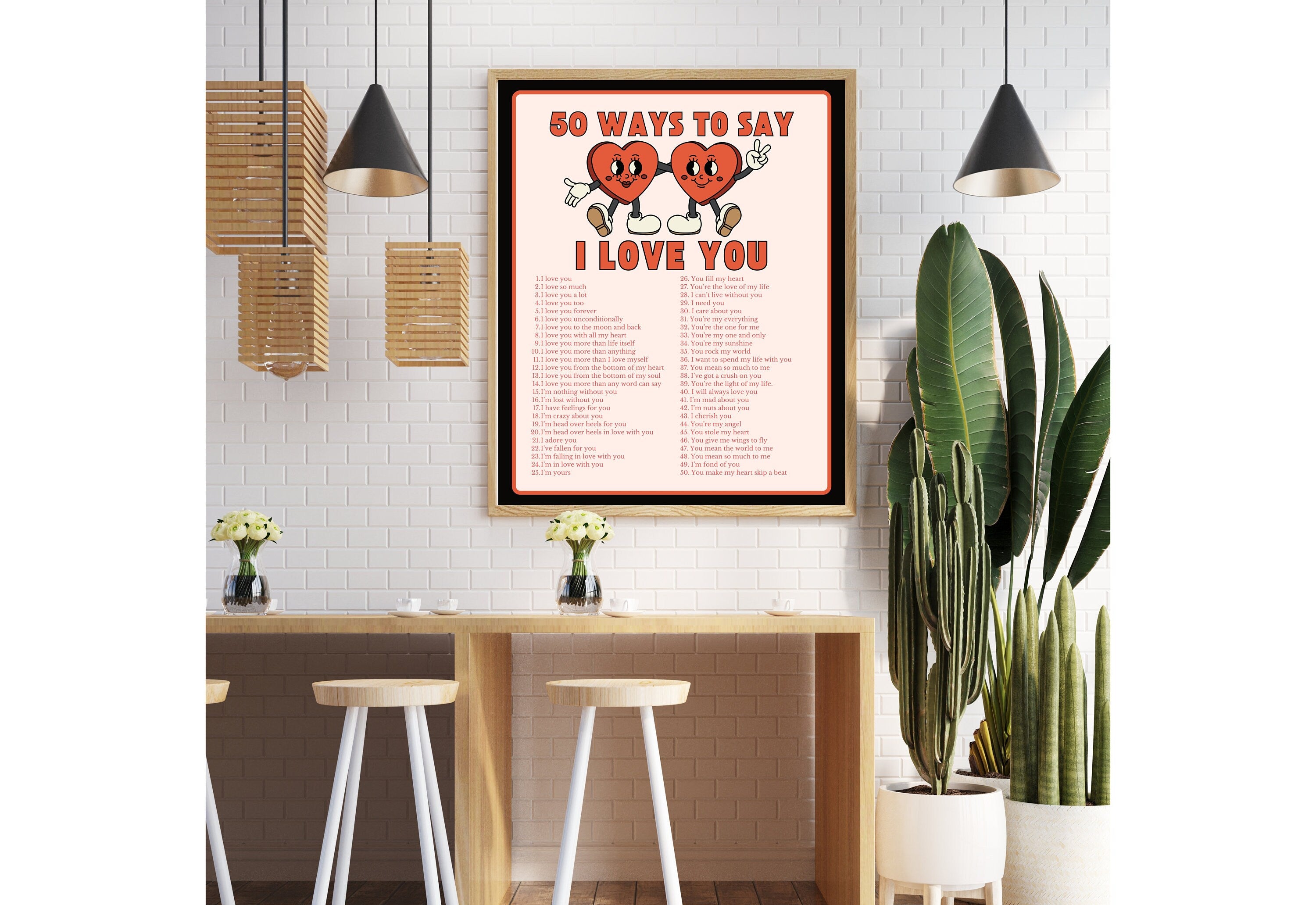 Artistic display of 'I Love You' phrased in 50 diverse and heartwarming styles on a digital print.