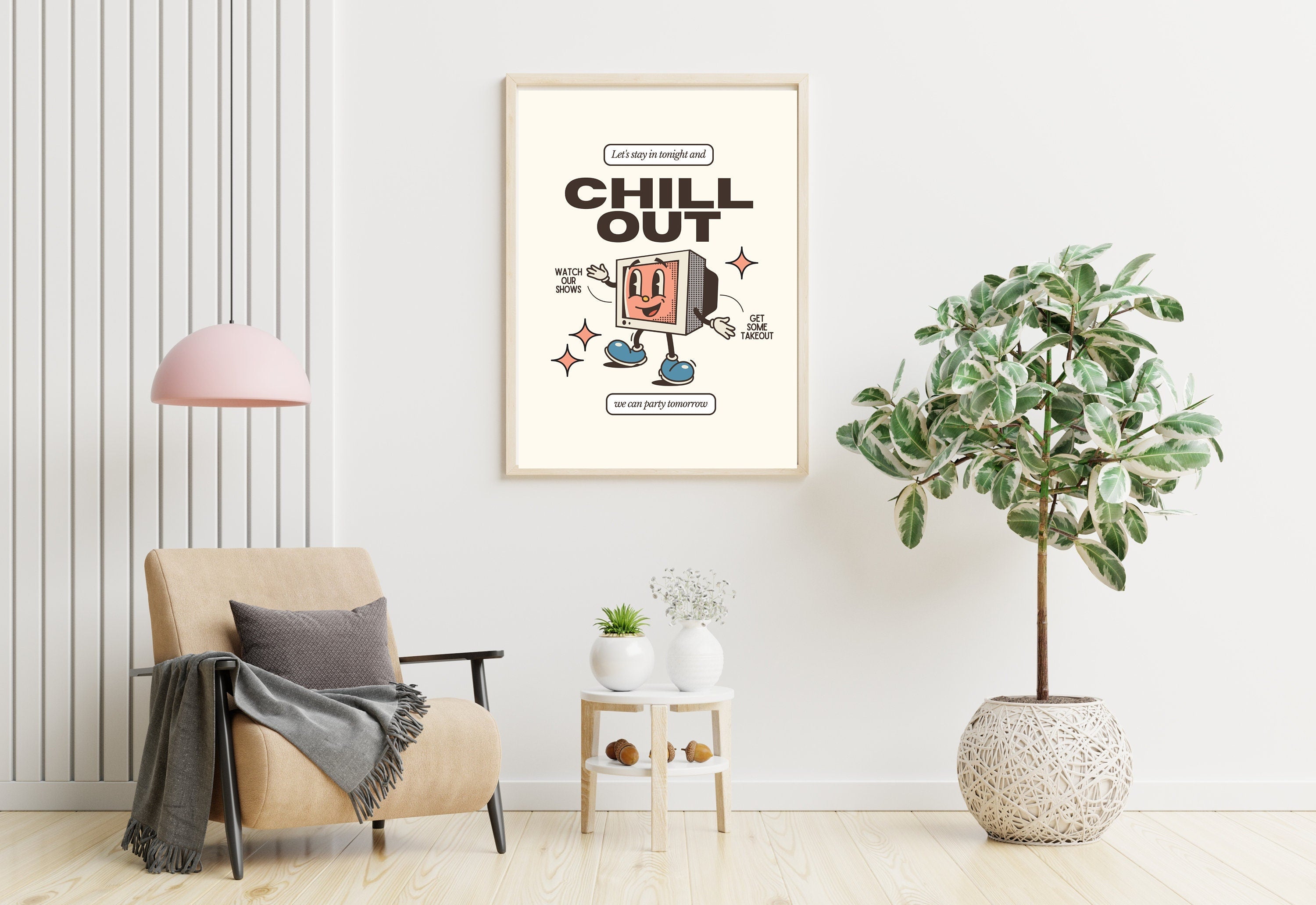 Transform your TV area into a serene oasis with GS Print Shoppe's collection of chill-out digital art prints, perfect for unwinding and enjoying your favorite shows.