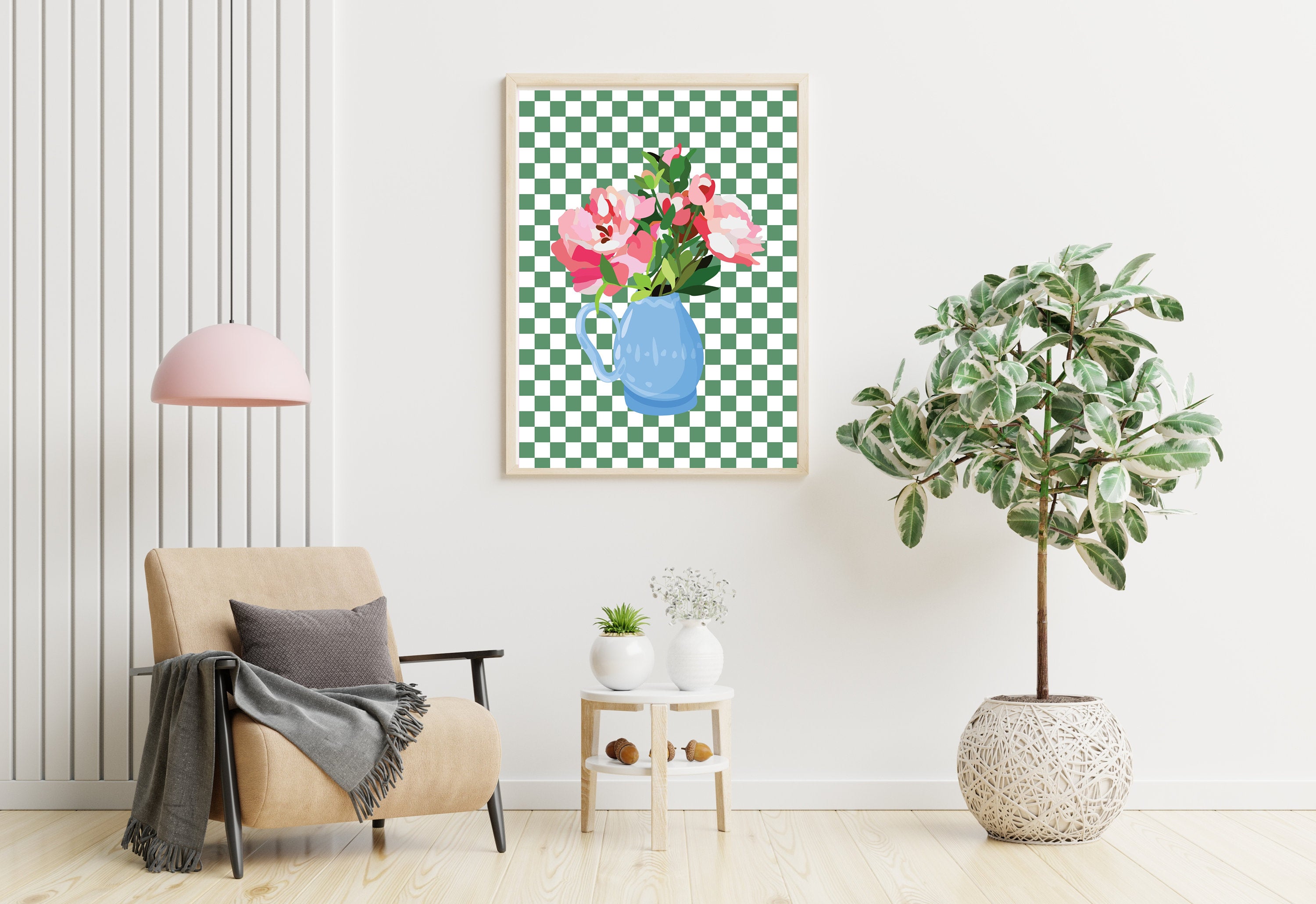 Home decoration Bouquet Checker Digital Art Print