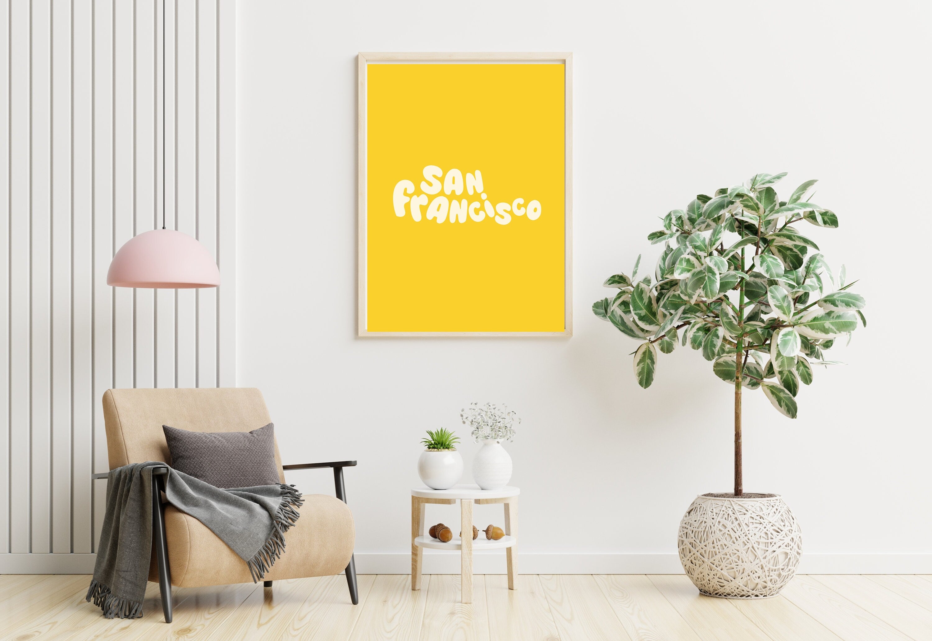 San Francisco Art Print-Digital Art Download-Yellow San Francisco Wall Art-Cute Trendy Art-SF kids Room Art-Bay Area Posters-SF Wall Poster