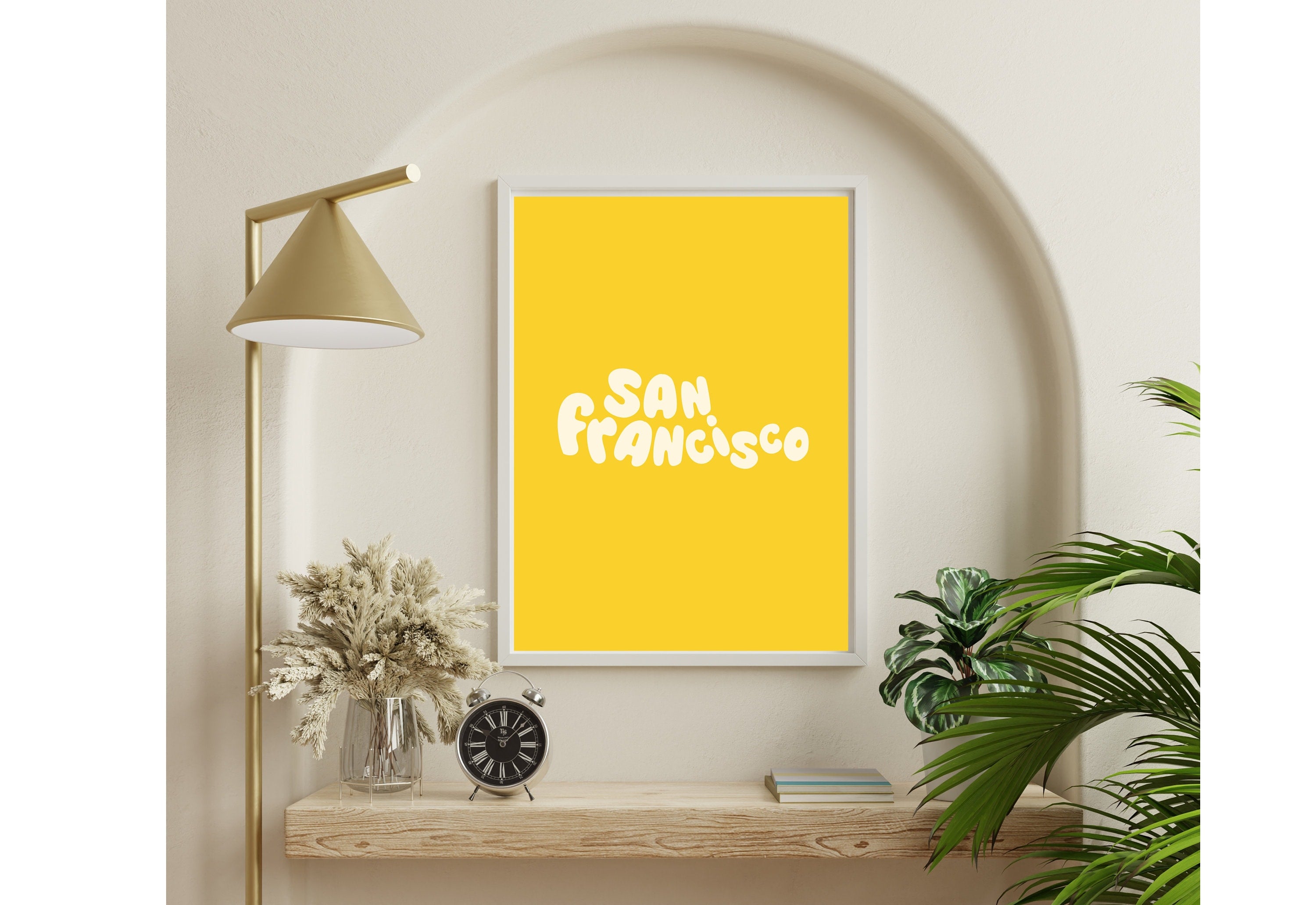 San Francisco Art Print-Digital Art Download-Yellow San Francisco Wall Art-Cute Trendy Art-SF kids Room Art-Bay Area Posters-SF Wall Poster