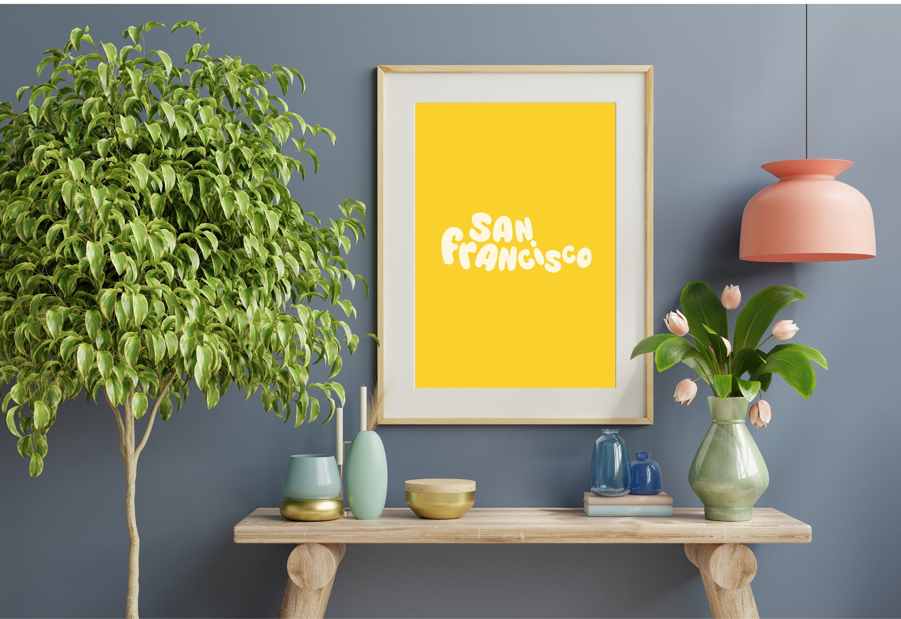 San Francisco Art Print-Digital Art Download-Yellow San Francisco Wall Art-Cute Trendy Art-SF kids Room Art-Bay Area Posters-SF Wall Poster