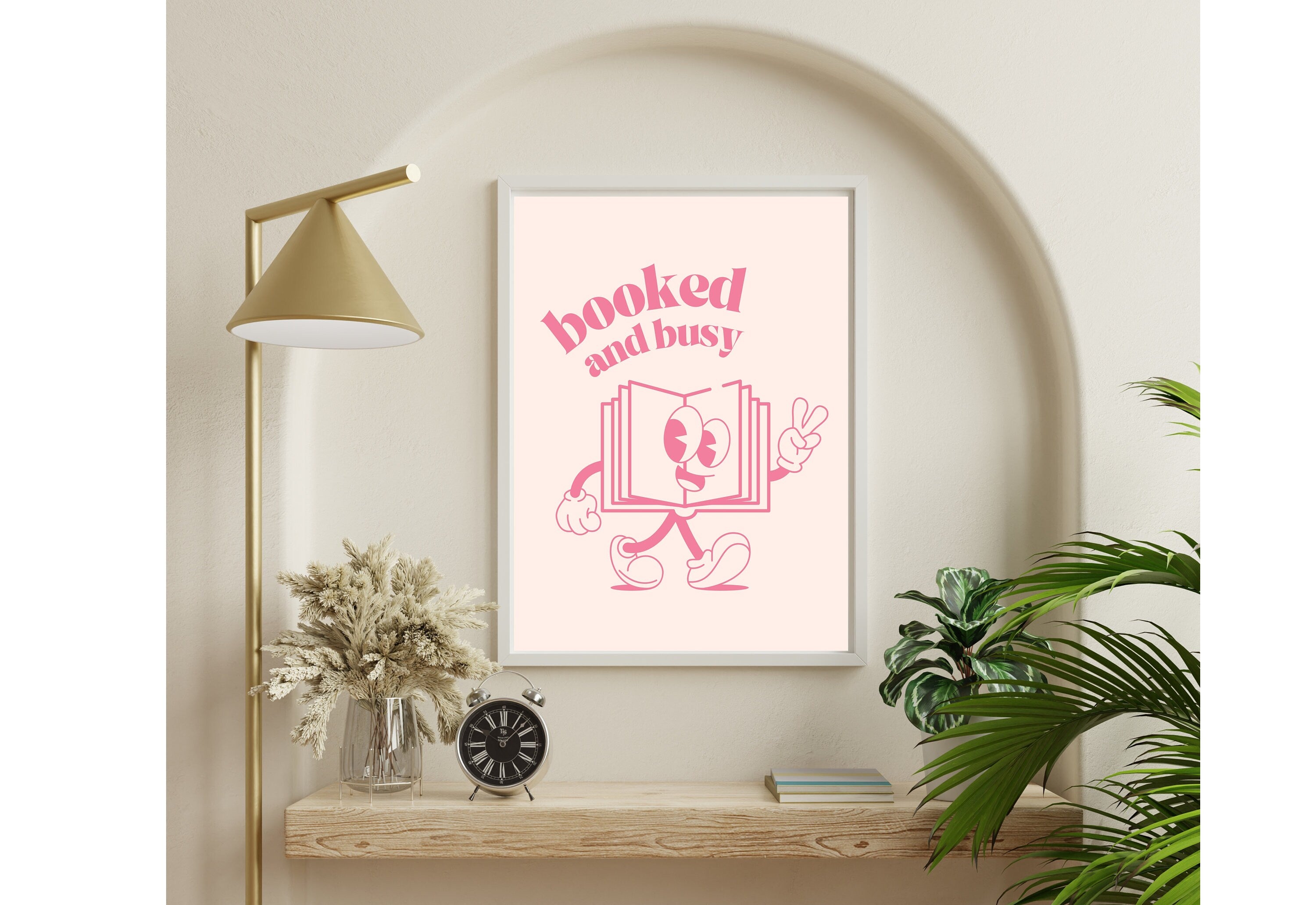 Booked and Busy Pink Reading Digital Art Prints for home docoration