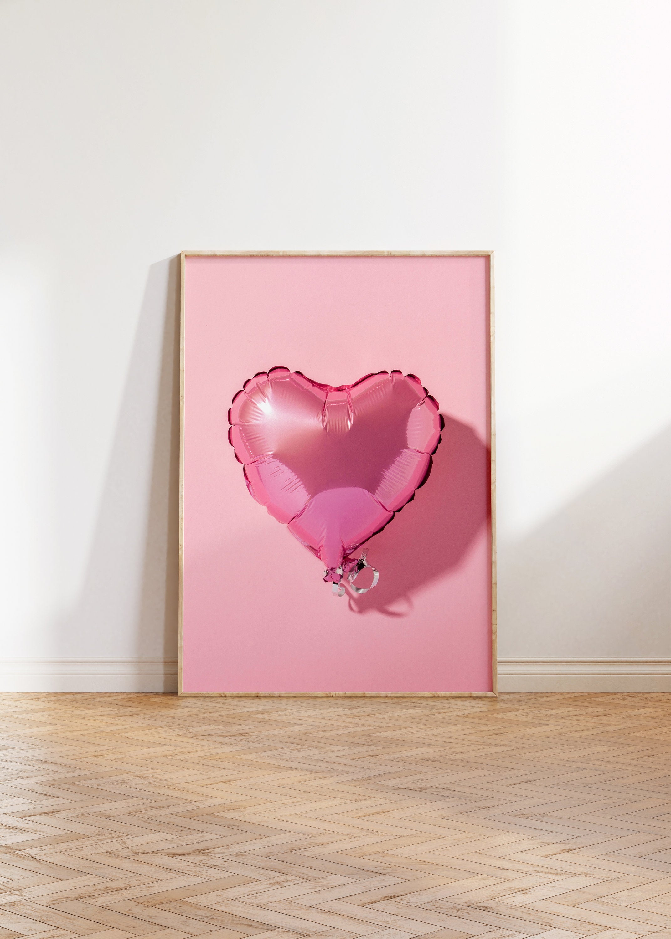 Heart Balloon Art-Digital Print-Retro Wall Art-Trendy Girly Print Art-Fun Pink Art-Downloadable Art-Pink Art Print-Preppy Poster-2000s Art