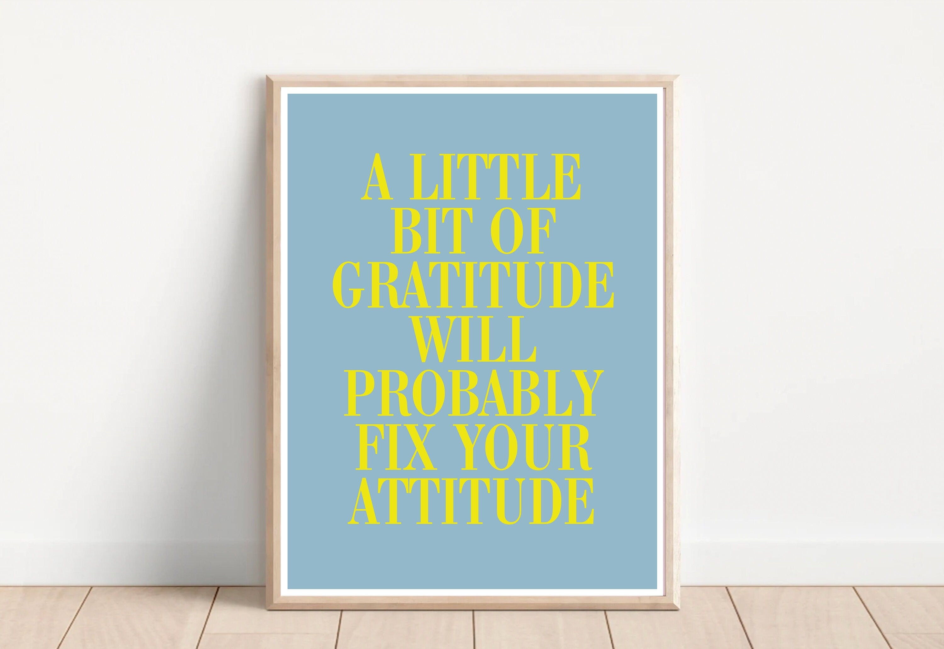 Quote Wall Posters, Gratitude Wall Art, Empowerment Art, Retro Decor, Quote Art, Large Blue Wall Art, Kids Room Poster, Gratitude Prints