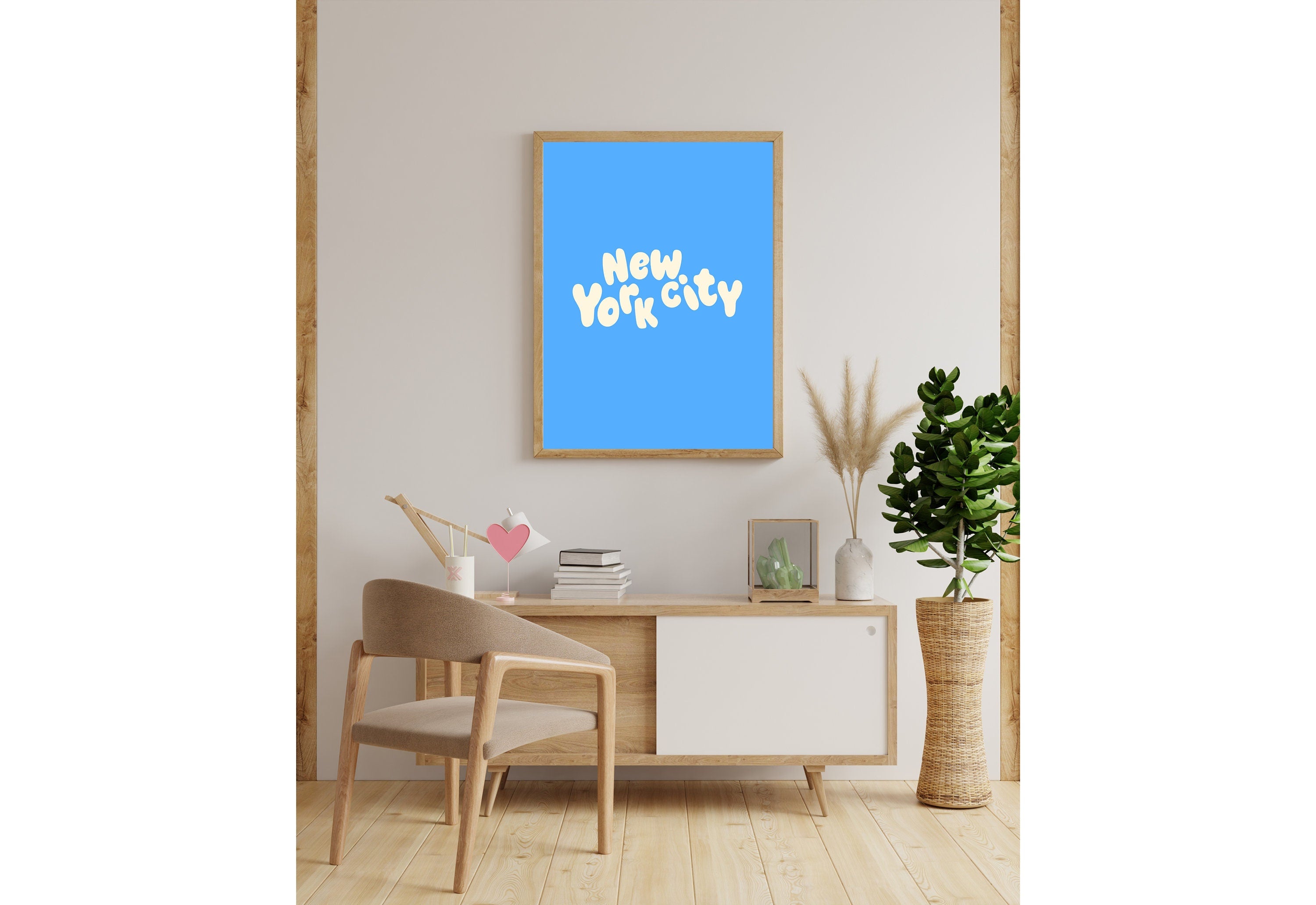 New York Art Print-Digital Art Download-Blue NYC Wall Art-Cute Trendy Art-NYC kids Room Art-New York Posters-NYC Wall Poster-Blue Posters