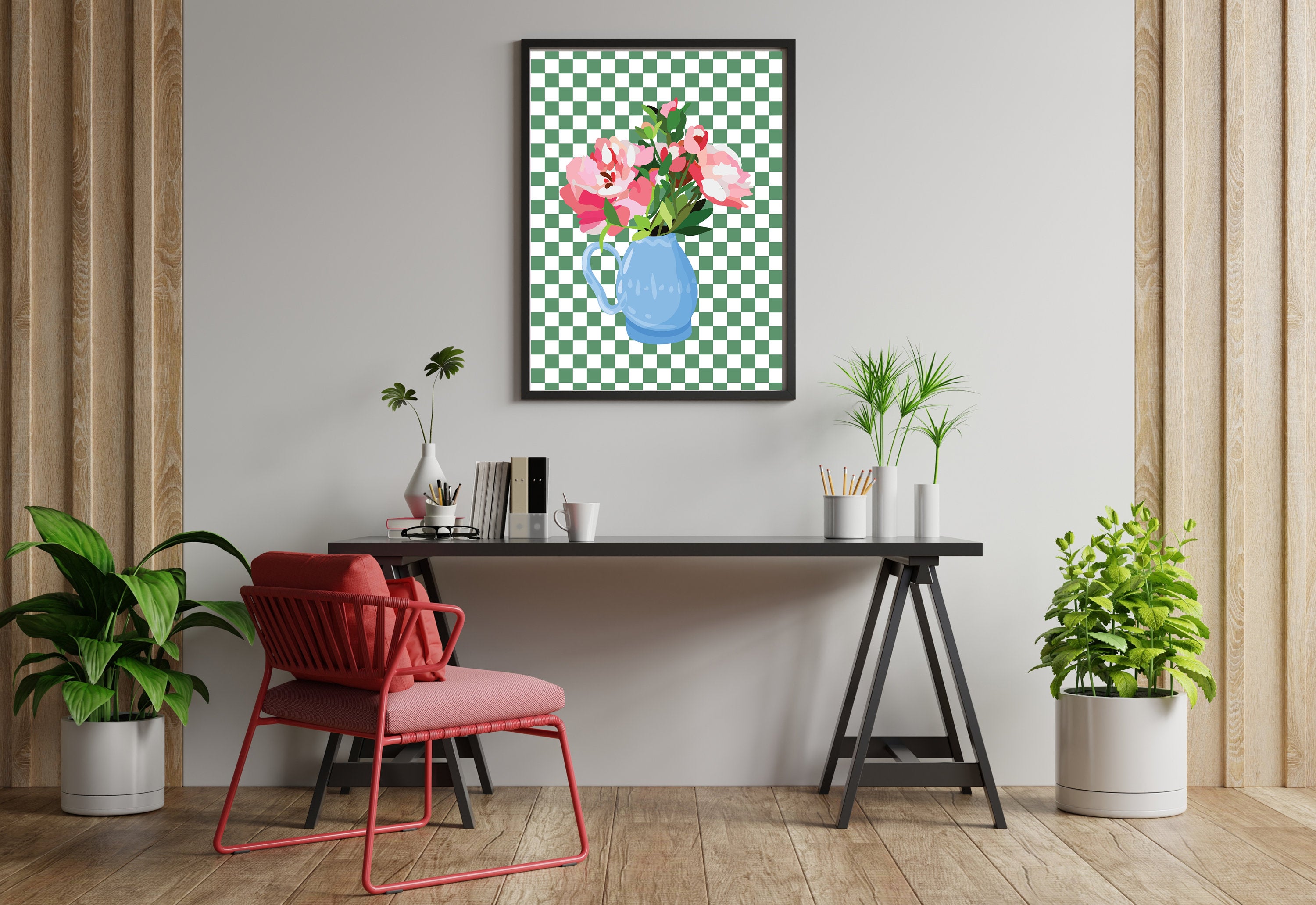 Get Bouquet Checker Digital Art Prints for home decoration