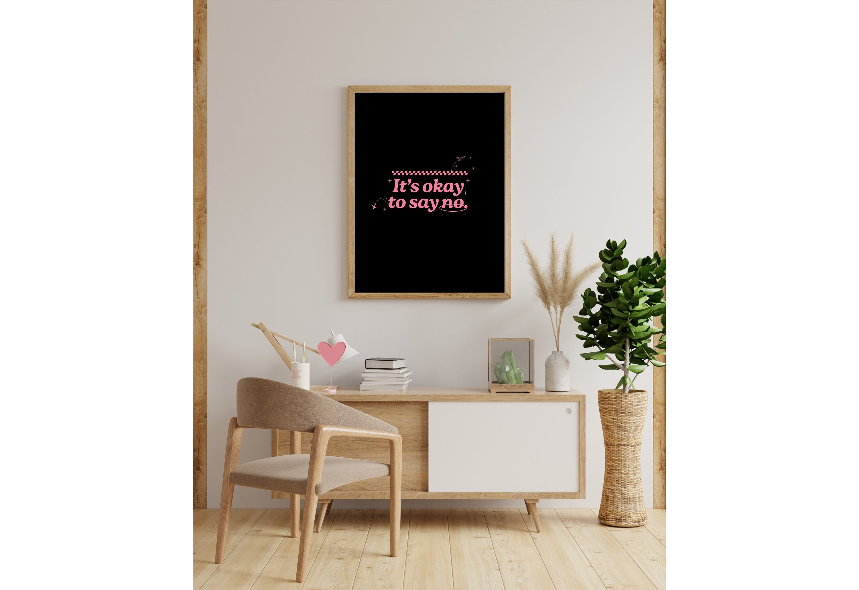 It's Okay To Say No-Digital Prints-Wall Art Print-Typography Art-Downloadable Print-Bar Prints-Living Room Decor-Funny Wall Art-Black Art