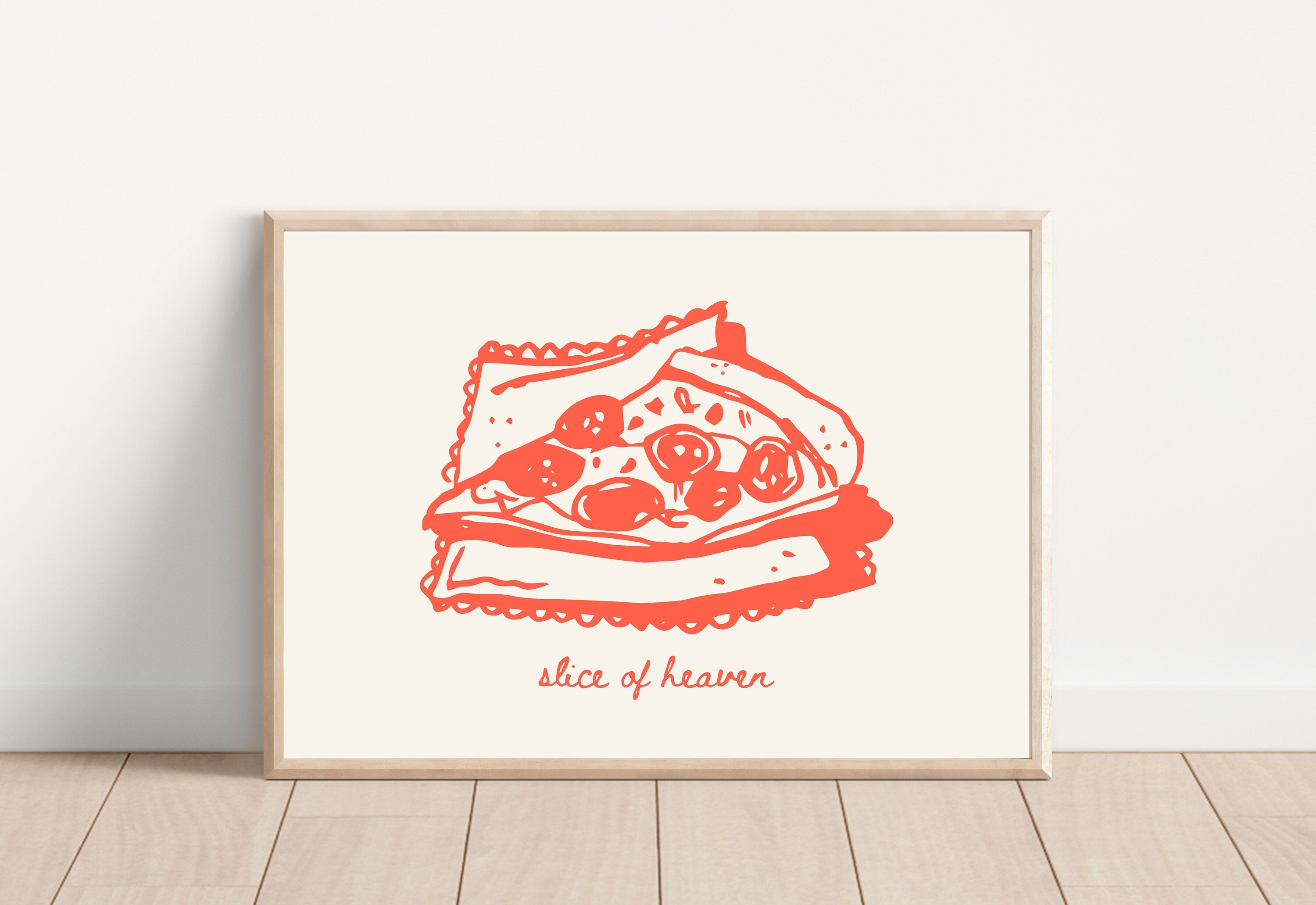 Slice of Heaven-Pizza Poster-Wall Print-Digital Download-Preppy Prints-Pizza Illustration Art-Vintage Food Art-Y2K Aesthetic-Girly Art