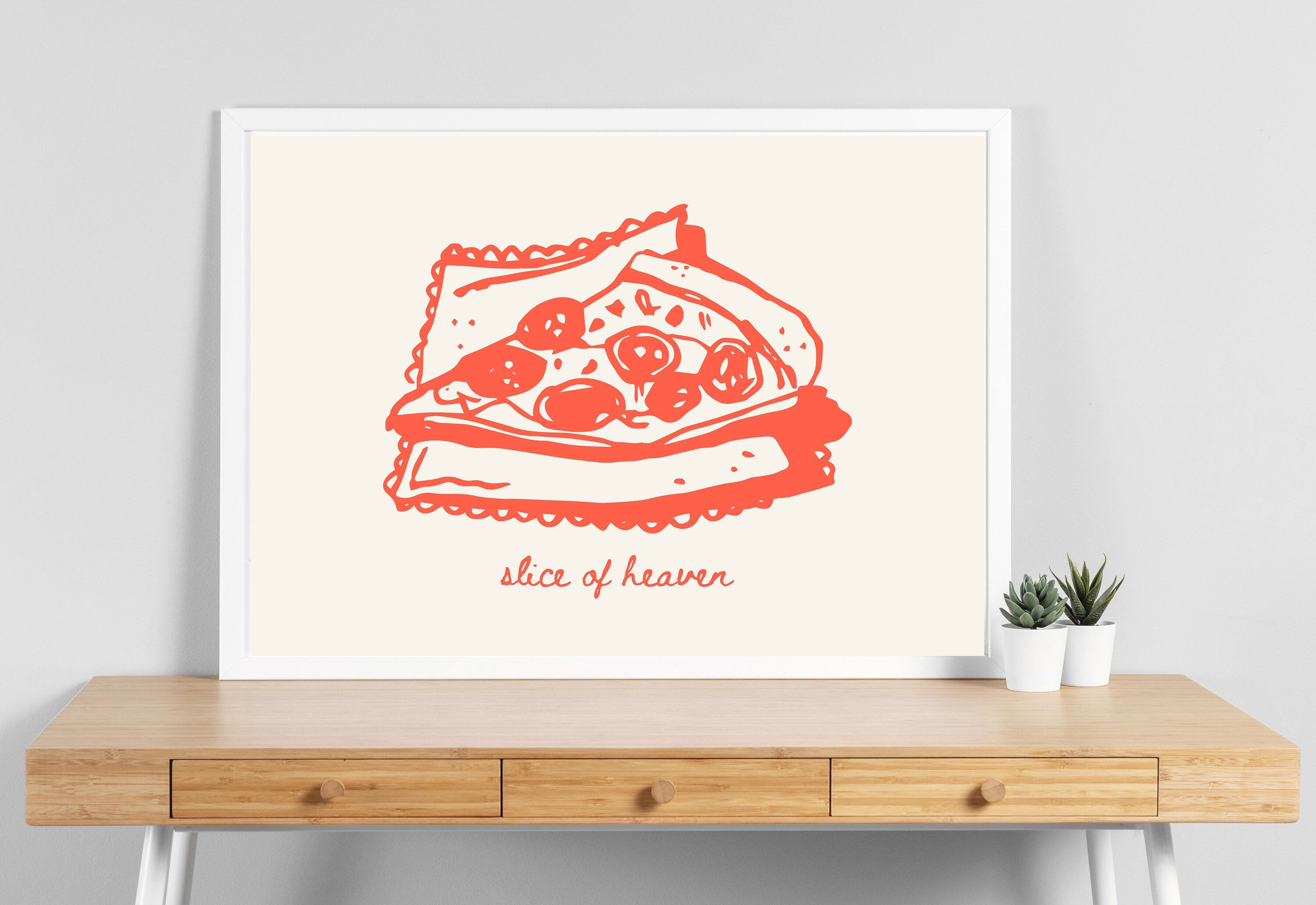 Slice of Heaven-Pizza Poster-Wall Print-Digital Download-Preppy Prints-Pizza Illustration Art-Vintage Food Art-Y2K Aesthetic-Girly Art