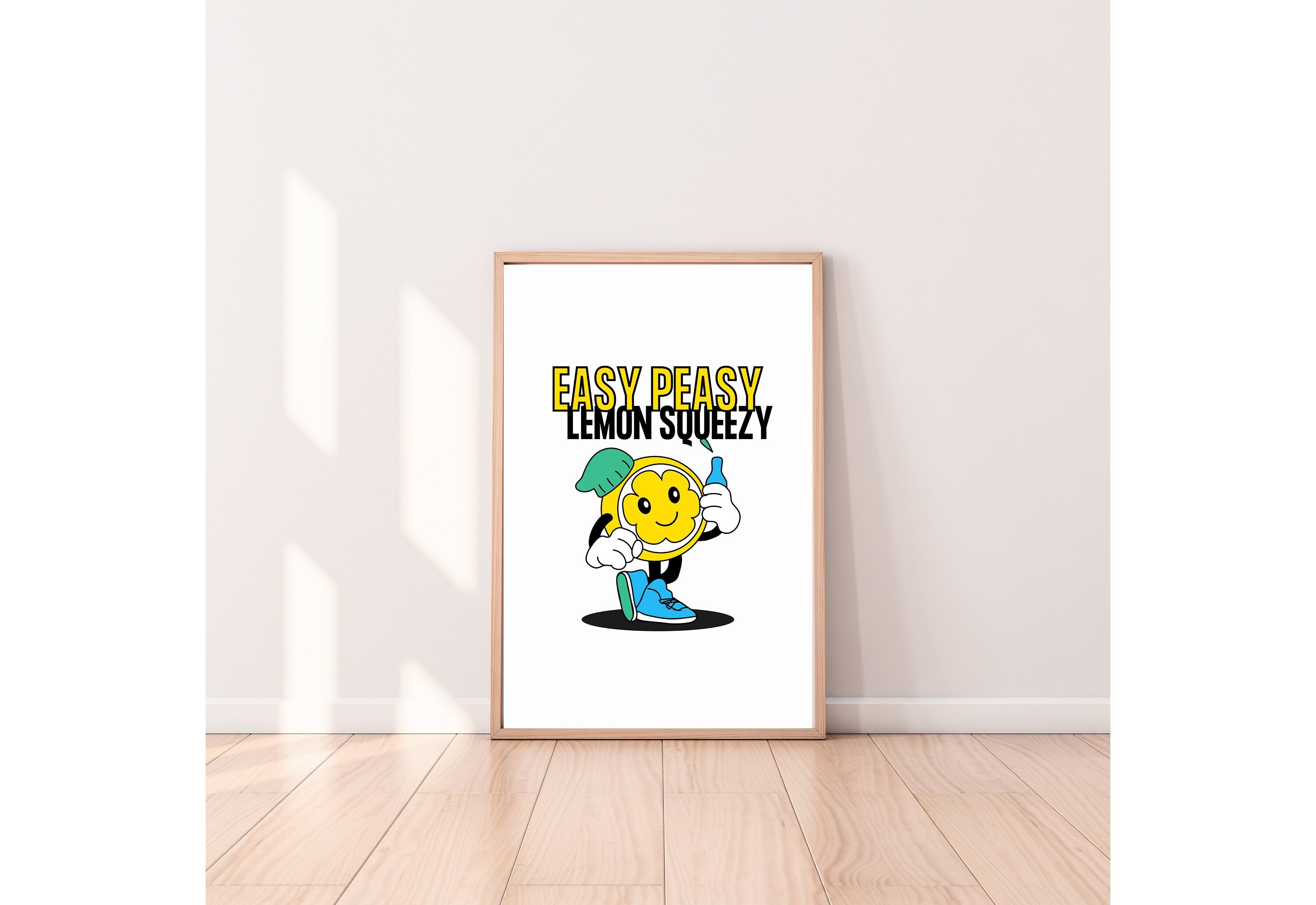 Easy Peasy Lemon Squeezy, Digital Prints, Emotions Art, Instant Download, Encouraging Art, Kids Room Prints, Lemon Art Print, Lemon Cartoon