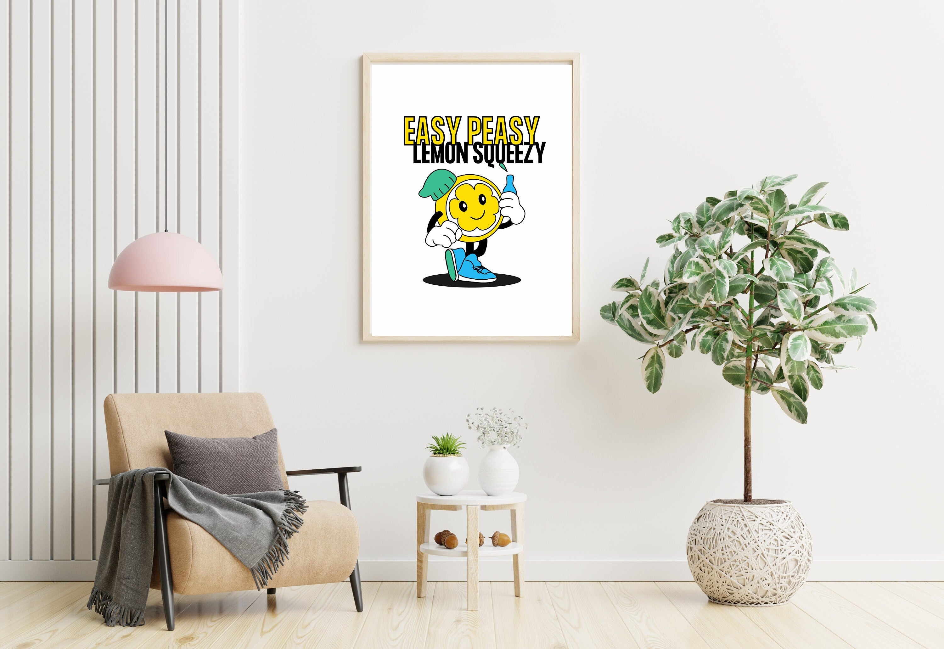 Easy Peasy Lemon Squeezy, Digital Prints, Emotions Art, Instant Download, Encouraging Art, Kids Room Prints, Lemon Art Print, Lemon Cartoon