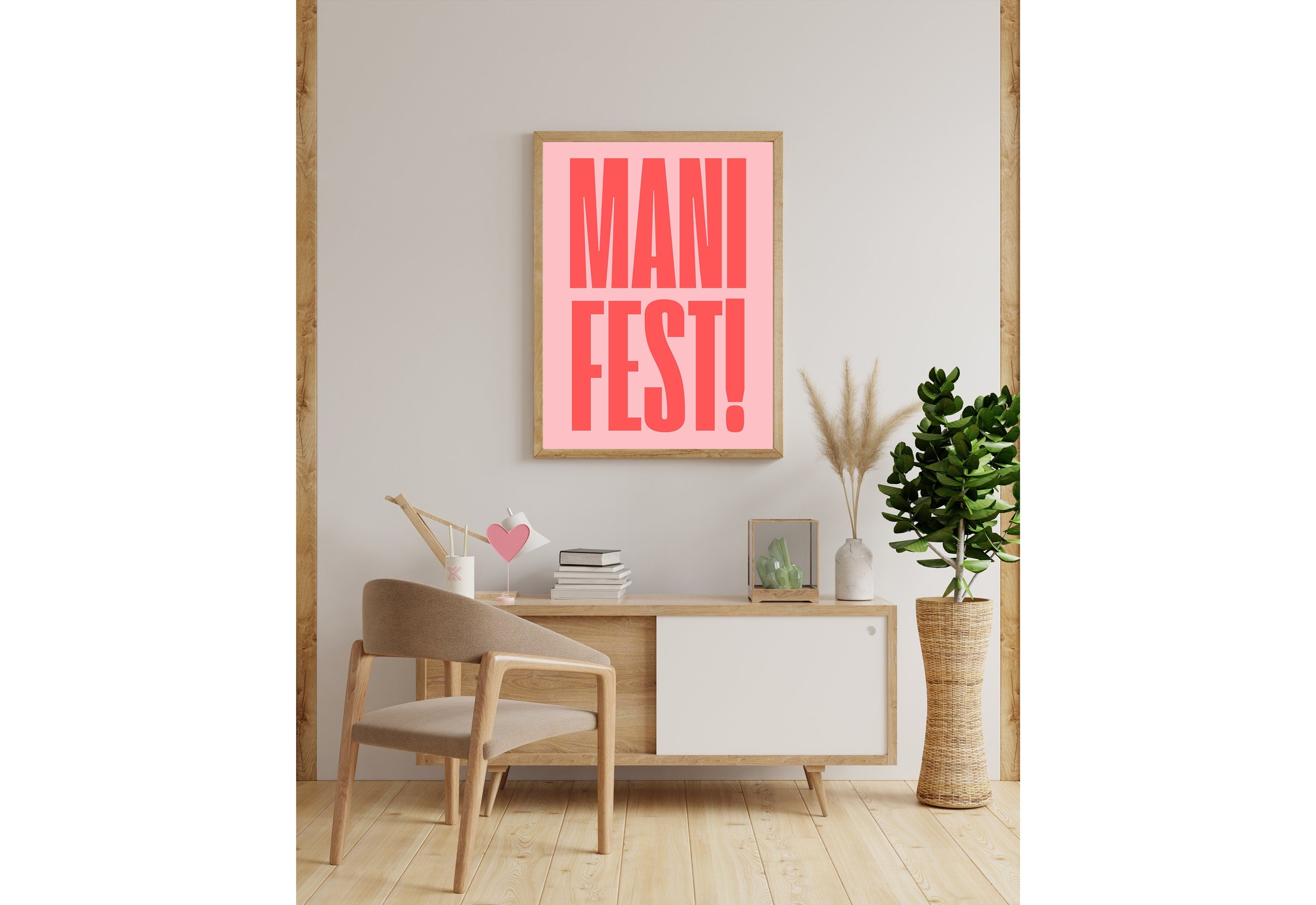 Manifest Art Print, Manifesting Posters, Inspirational Quote, Digital Download Print, Retro Wall Decor, Y2K Aesthetic Art, Encouragement Art