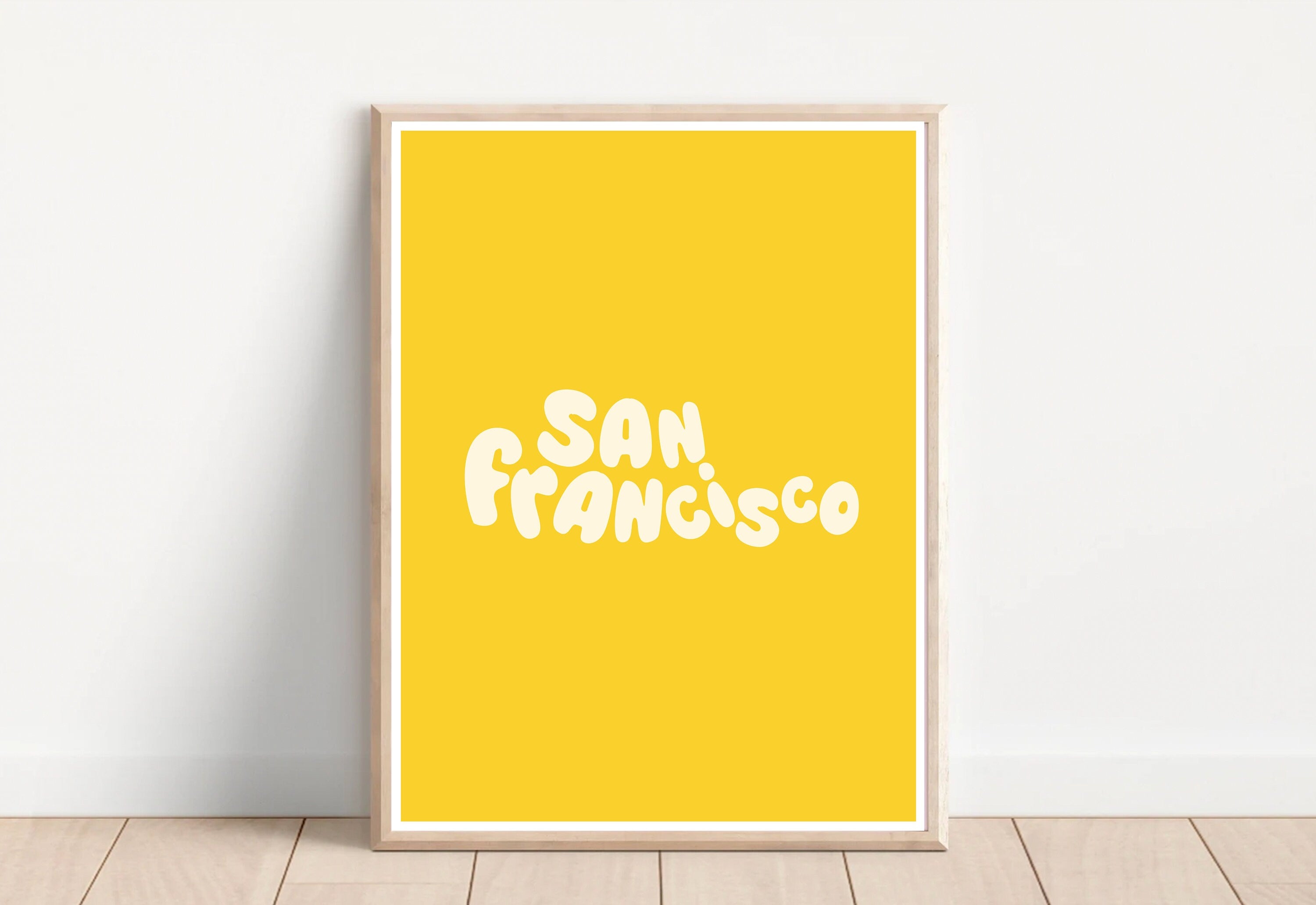 San Francisco Art Print-Digital Art Download-Yellow San Francisco Wall Art-Cute Trendy Art-SF kids Room Art-Bay Area Posters-SF Wall Poster