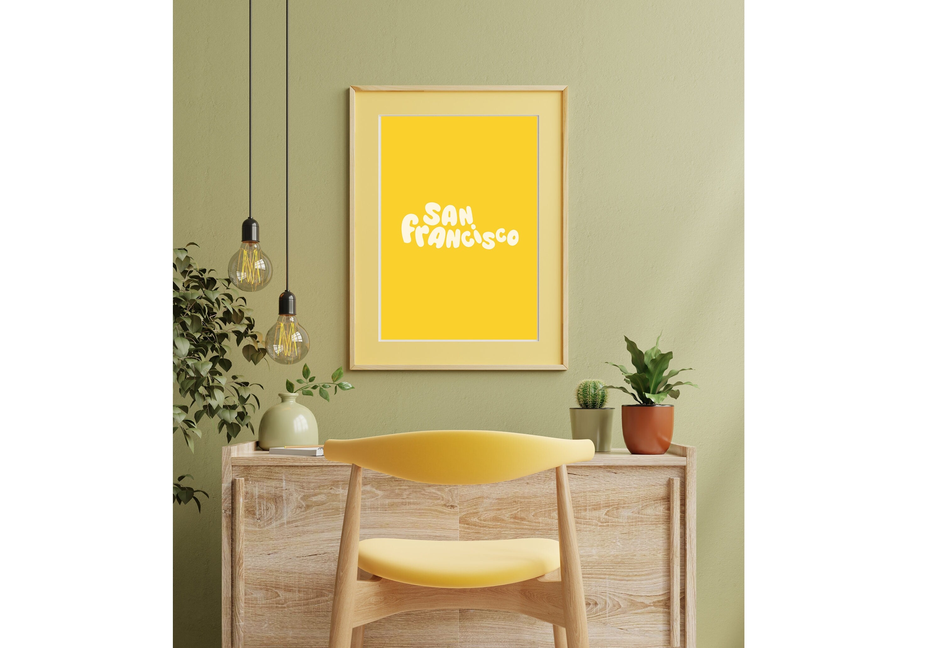 San Francisco Art Print-Digital Art Download-Yellow San Francisco Wall Art-Cute Trendy Art-SF kids Room Art-Bay Area Posters-SF Wall Poster