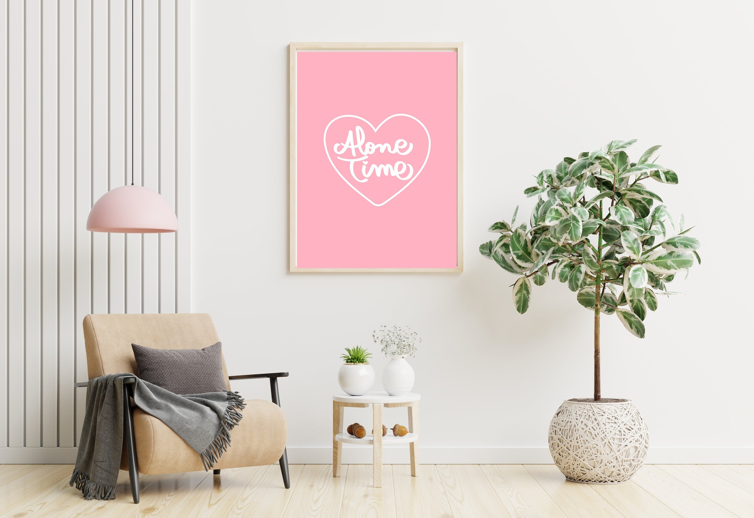 Experience the allure of 'Alone Time Pink'. This art print is a modern ode to moments of peace, wrapped in a gentle pink tone.