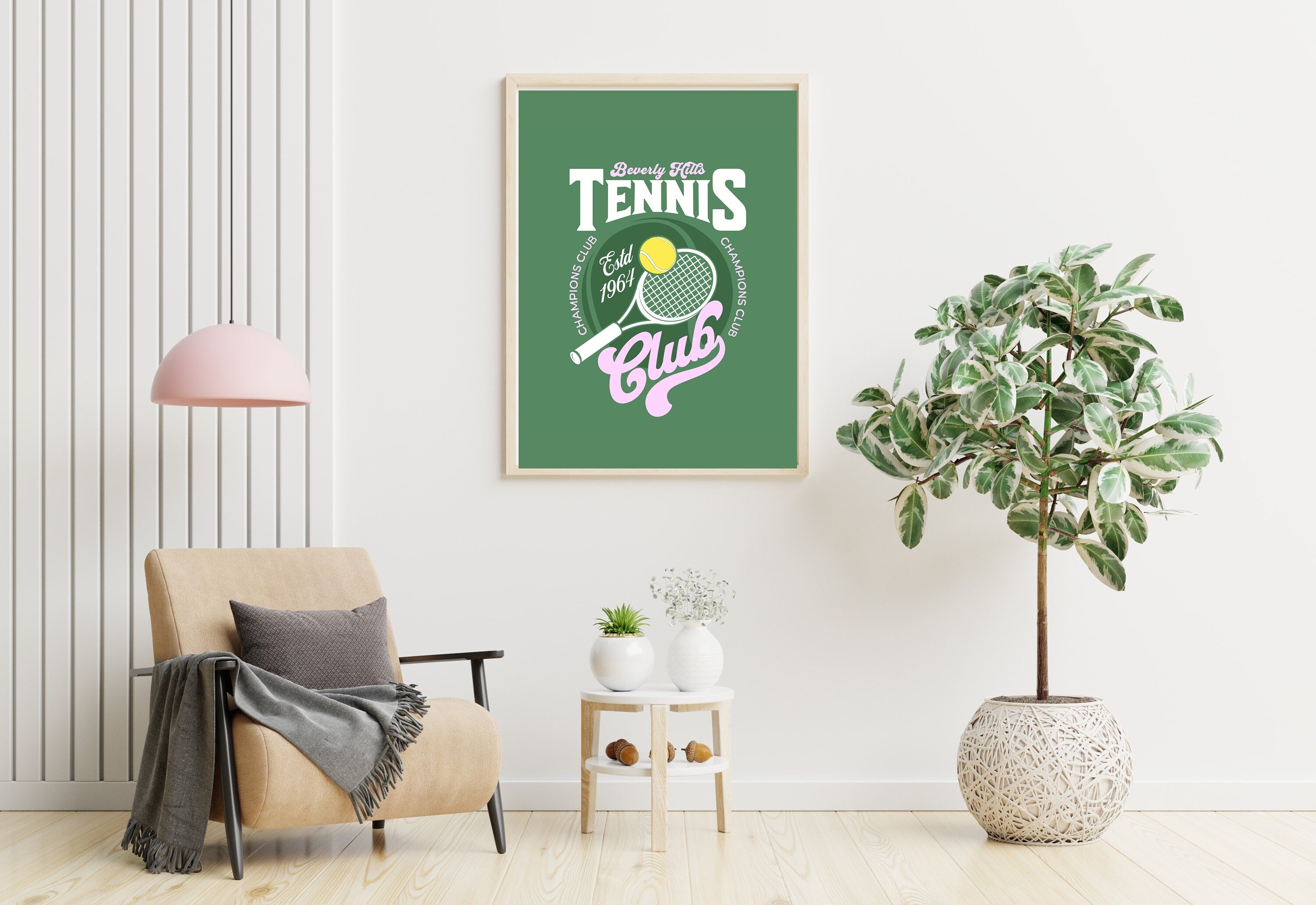 The 'Beverly Hills Tennis Club Digital Art Print' framed elegantly, ready to grace your walls.