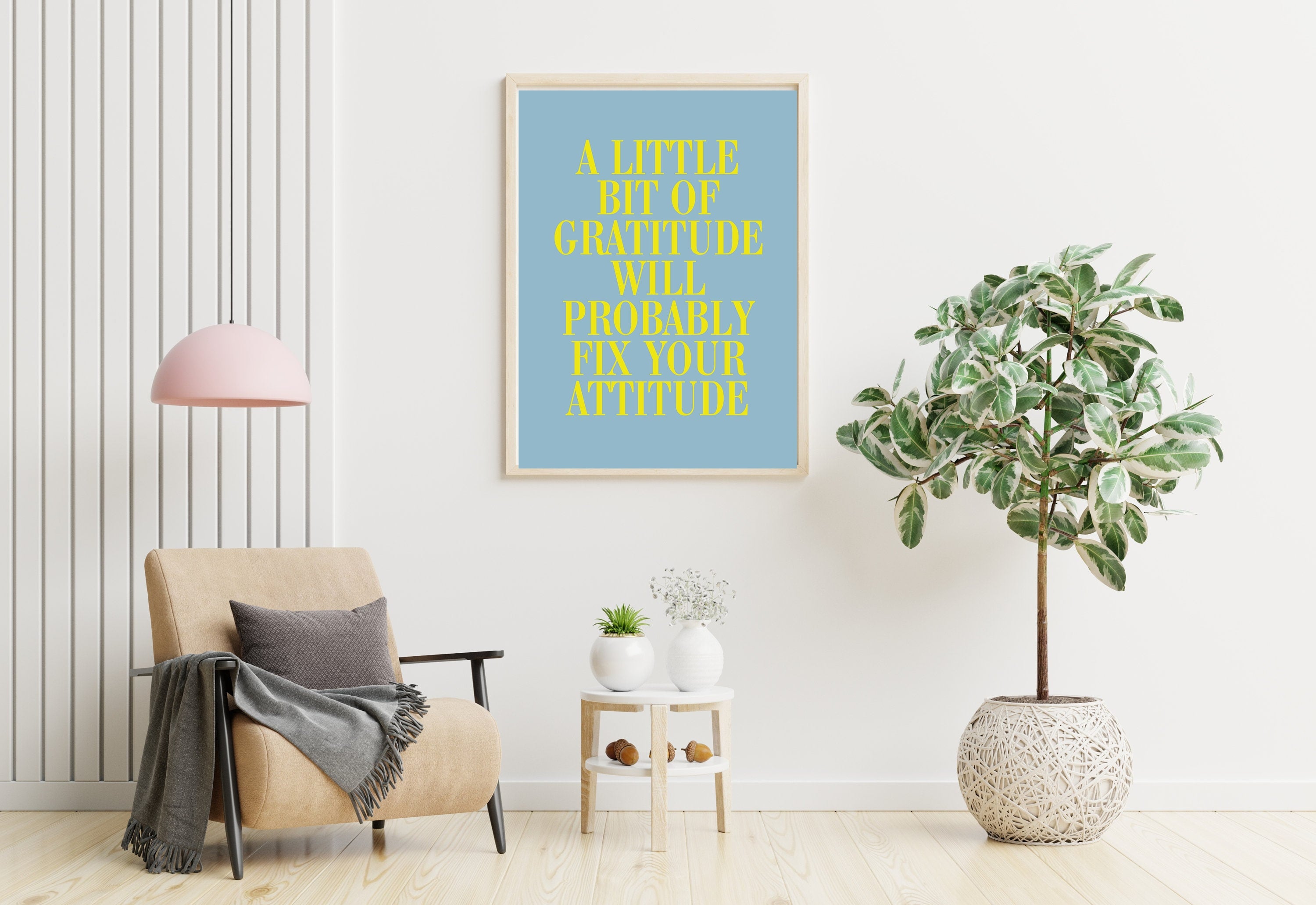 Quote Wall Posters, Gratitude Wall Art, Empowerment Art, Retro Decor, Quote Art, Large Blue Wall Art, Kids Room Poster, Gratitude Prints