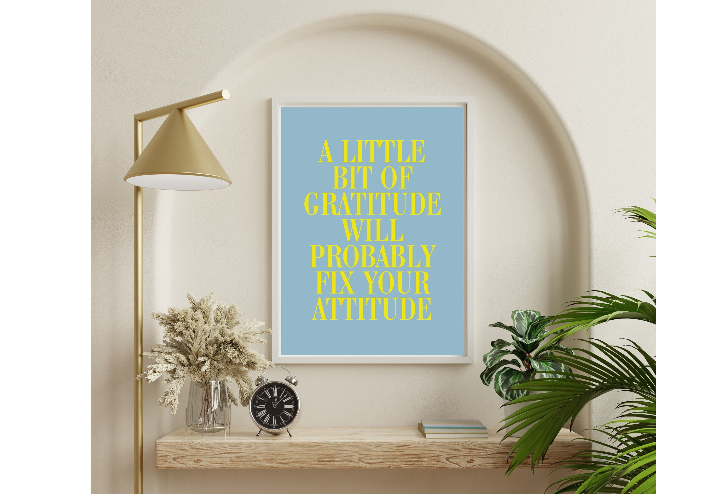 Quote Wall Posters, Gratitude Wall Art, Empowerment Art, Retro Decor, Quote Art, Large Blue Wall Art, Kids Room Poster, Gratitude Prints