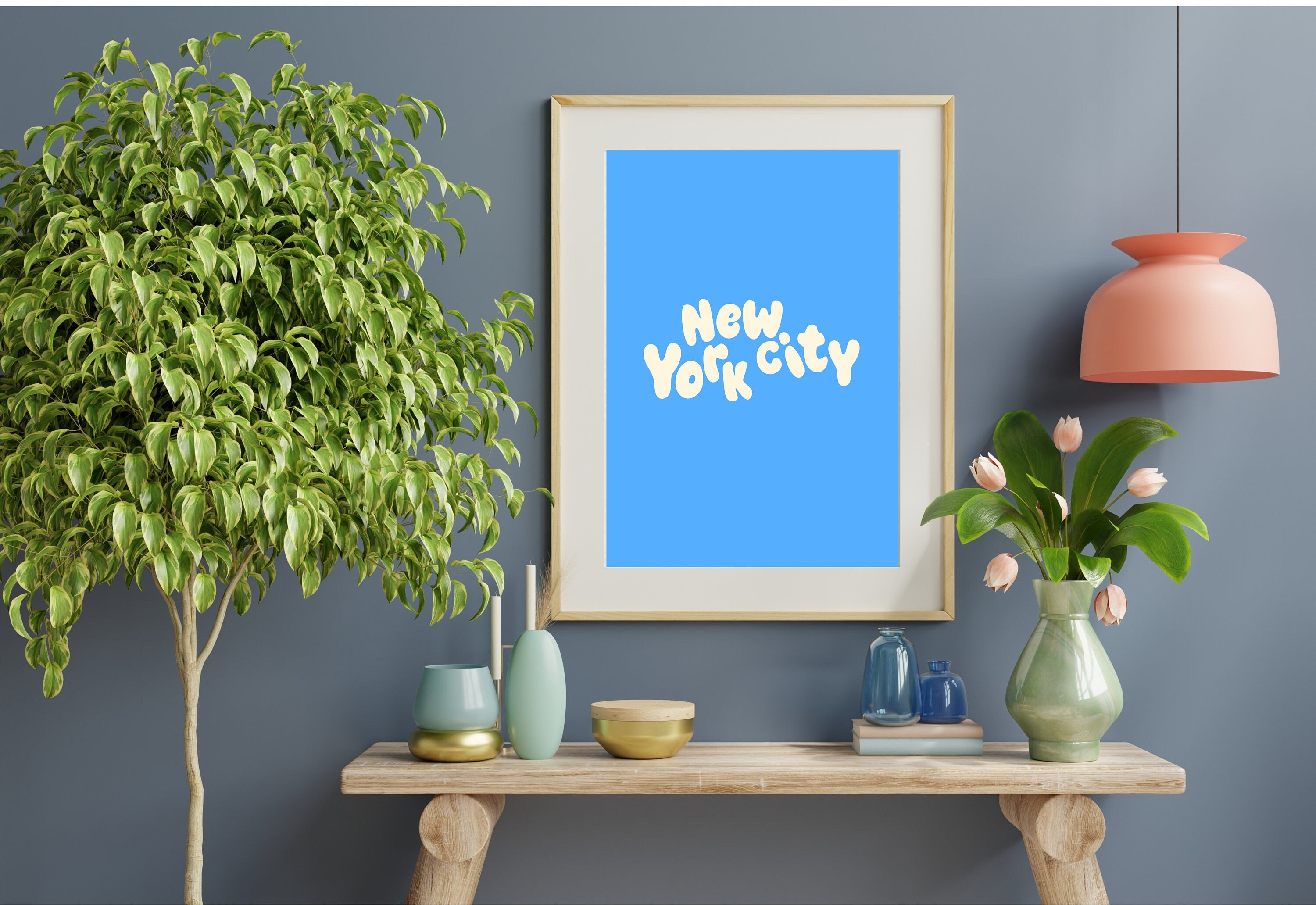 New York Art Print-Digital Art Download-Blue NYC Wall Art-Cute Trendy Art-NYC kids Room Art-New York Posters-NYC Wall Poster-Blue Posters