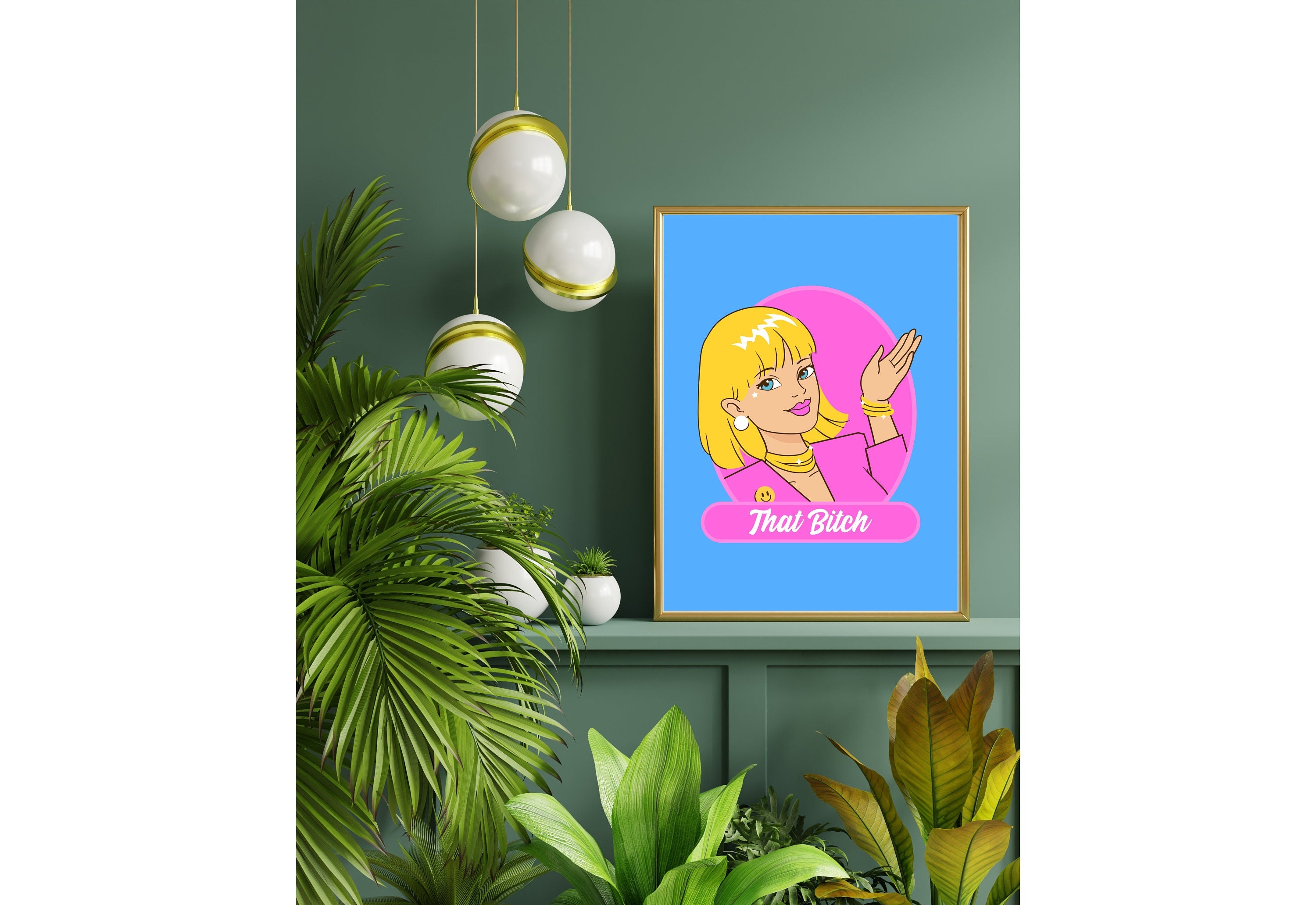 That Bitch-Retro Barbie Poster-Wall Print-Digital Download-Preppy Pink Prints-Barbie Doll Art-Vintage Doll Art-Y2K Aesthetic-Girly Art