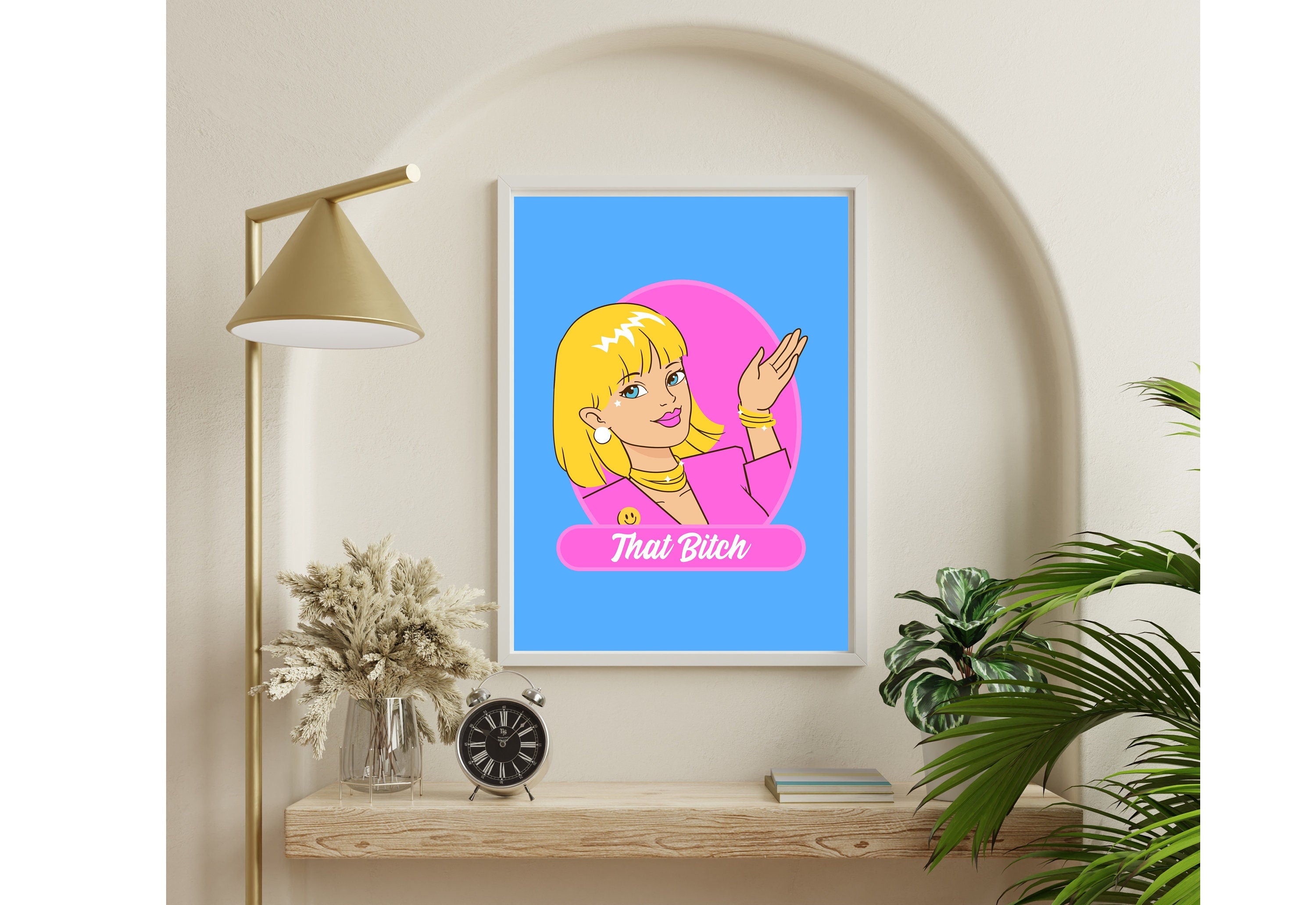 That Bitch-Retro Barbie Poster-Wall Print-Digital Download-Preppy Pink Prints-Barbie Doll Art-Vintage Doll Art-Y2K Aesthetic-Girly Art