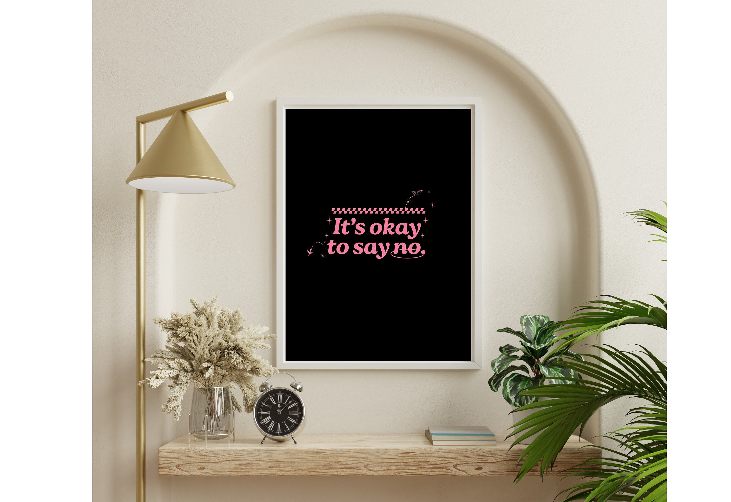 It's Okay To Say No-Digital Prints-Wall Art Print-Typography Art-Downloadable Print-Bar Prints-Living Room Decor-Funny Wall Art-Black Art