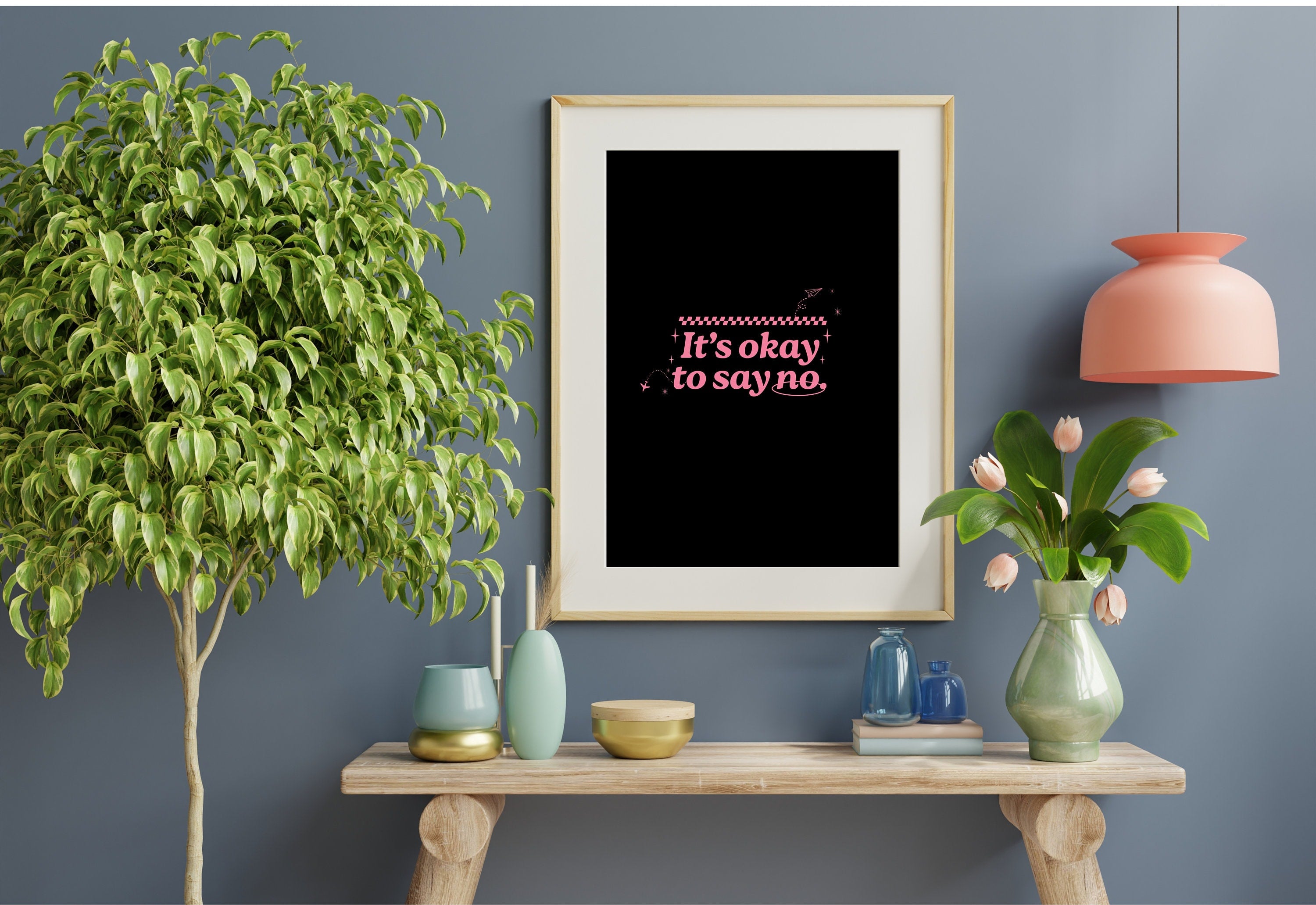 It's Okay To Say No-Digital Prints-Wall Art Print-Typography Art-Downloadable Print-Bar Prints-Living Room Decor-Funny Wall Art-Black Art