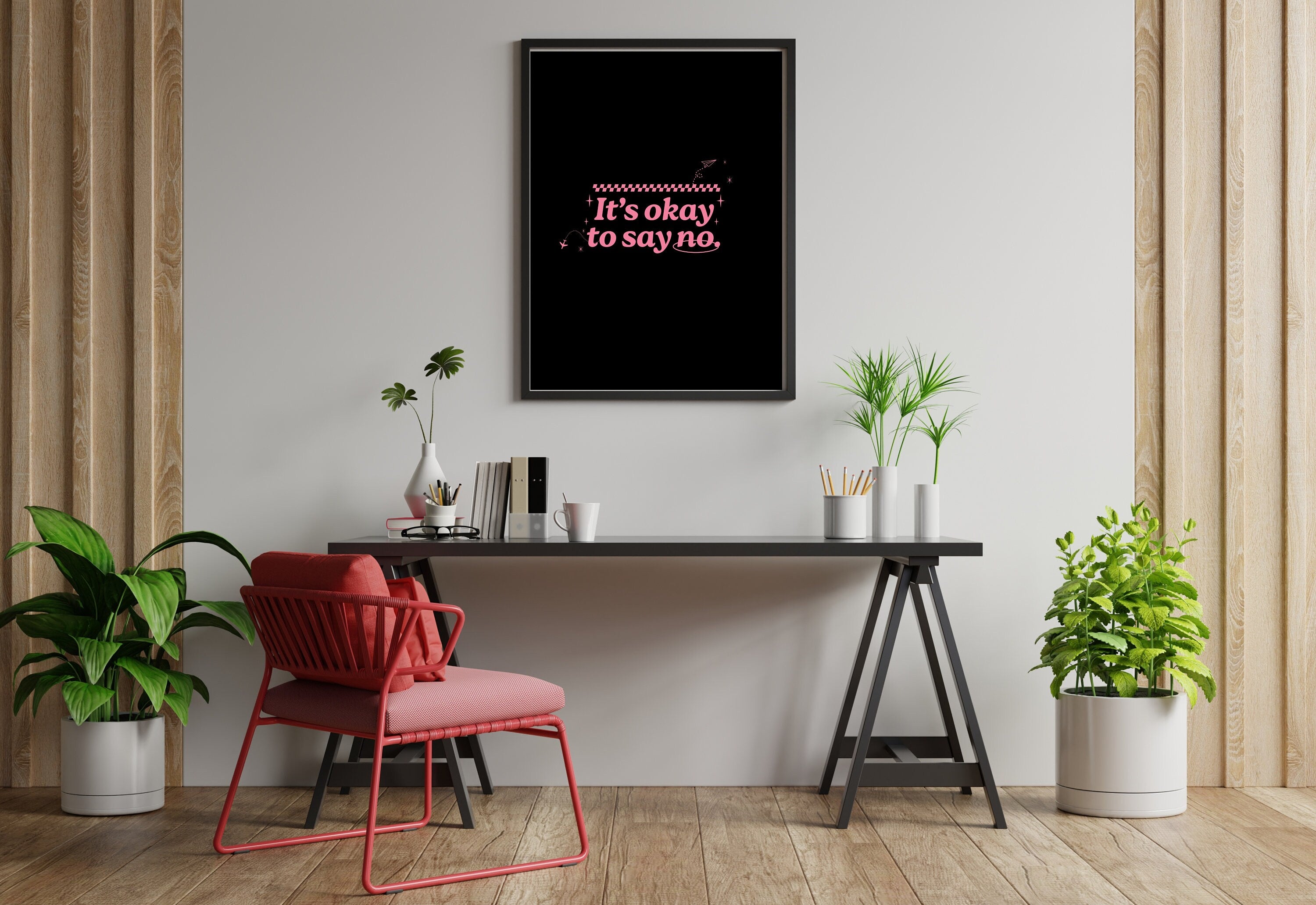 It's Okay To Say No-Digital Prints-Wall Art Print-Typography Art-Downloadable Print-Bar Prints-Living Room Decor-Funny Wall Art-Black Art