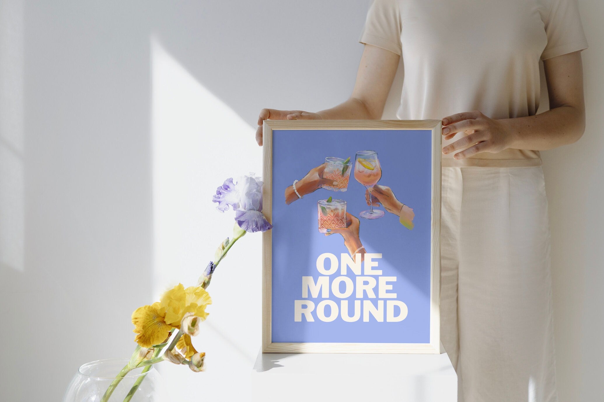 One More Round-Digital Download-Martini Art-Retro Print-Cheers Art Print-Trendy Art-70s Art Print-Girly Art-Cocktail Art-Preppy Bar Cart Art