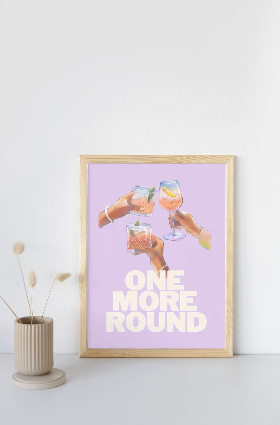 One More Round-Digital Download-Martini Art-Retro Print-Cheers Art Print-Trendy Art-70s Art Print-Girly Art-Cocktail Art-Preppy Bar Cart Art