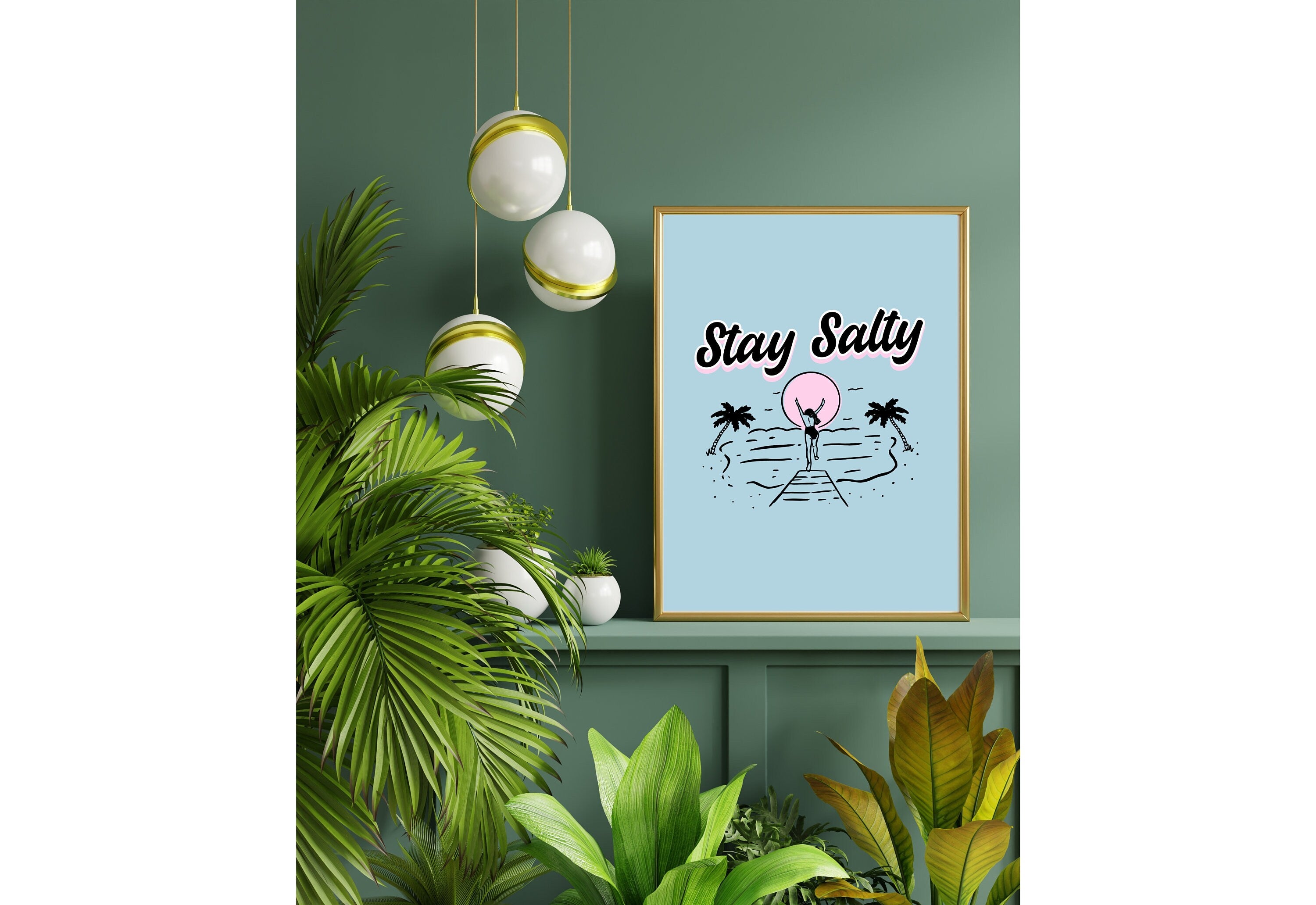 Stay Salty prints, Malibu beach photo, Preppy Surfer Print, beach house art, digital art prints, living room art, Blue Beach House Art