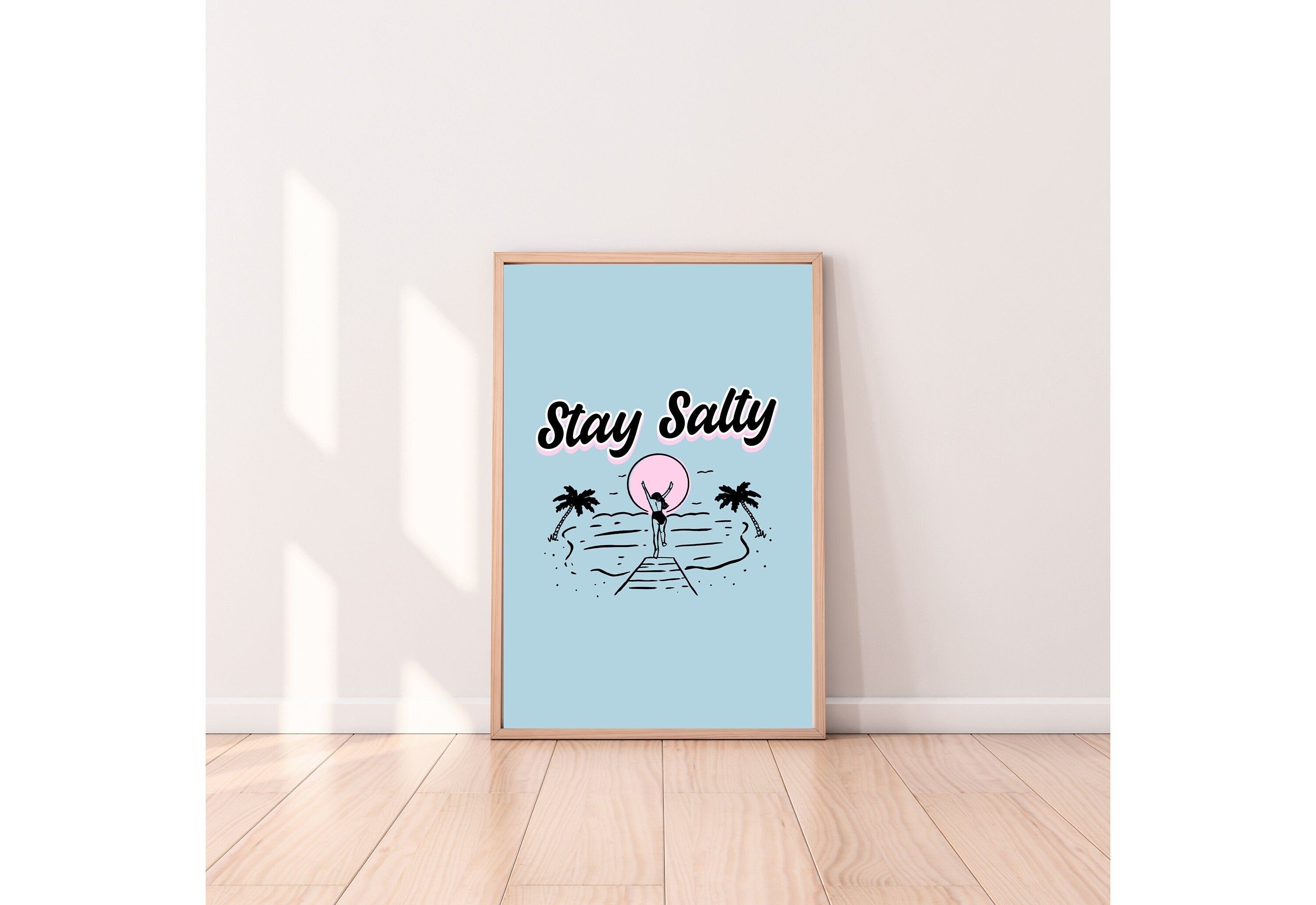 Stay Salty prints, Malibu beach photo, Preppy Surfer Print, beach house art, digital art prints, living room art, Blue Beach House Art