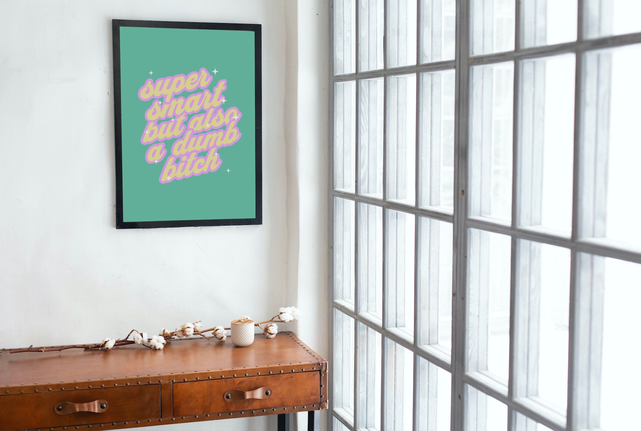 Dumb Bitch Art,Funny Typography Art,Funny Retro Art,Pop Art,Dorm Decor,Downloadable Print,Trendy Art Print,Funny Girly Art,Apartment Art