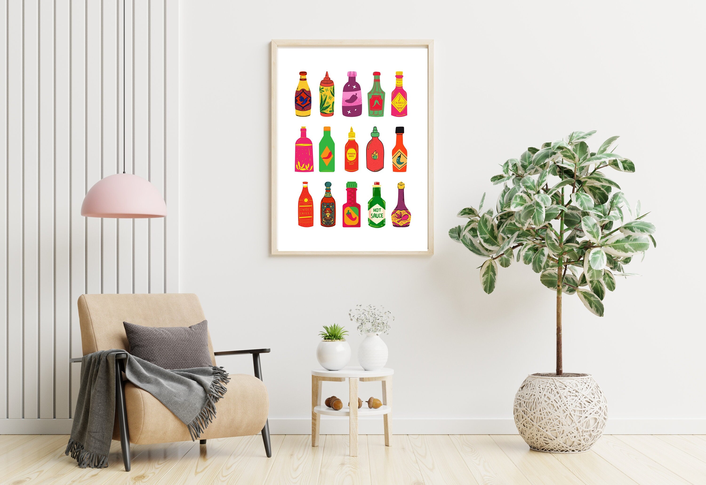 Hot Sauce Art, Digital Download,Kitchen Wall Art Print,Digital Food Art Print,Trendy Wall Art Print,Kitchen Printables,Kitchen Wall Decor