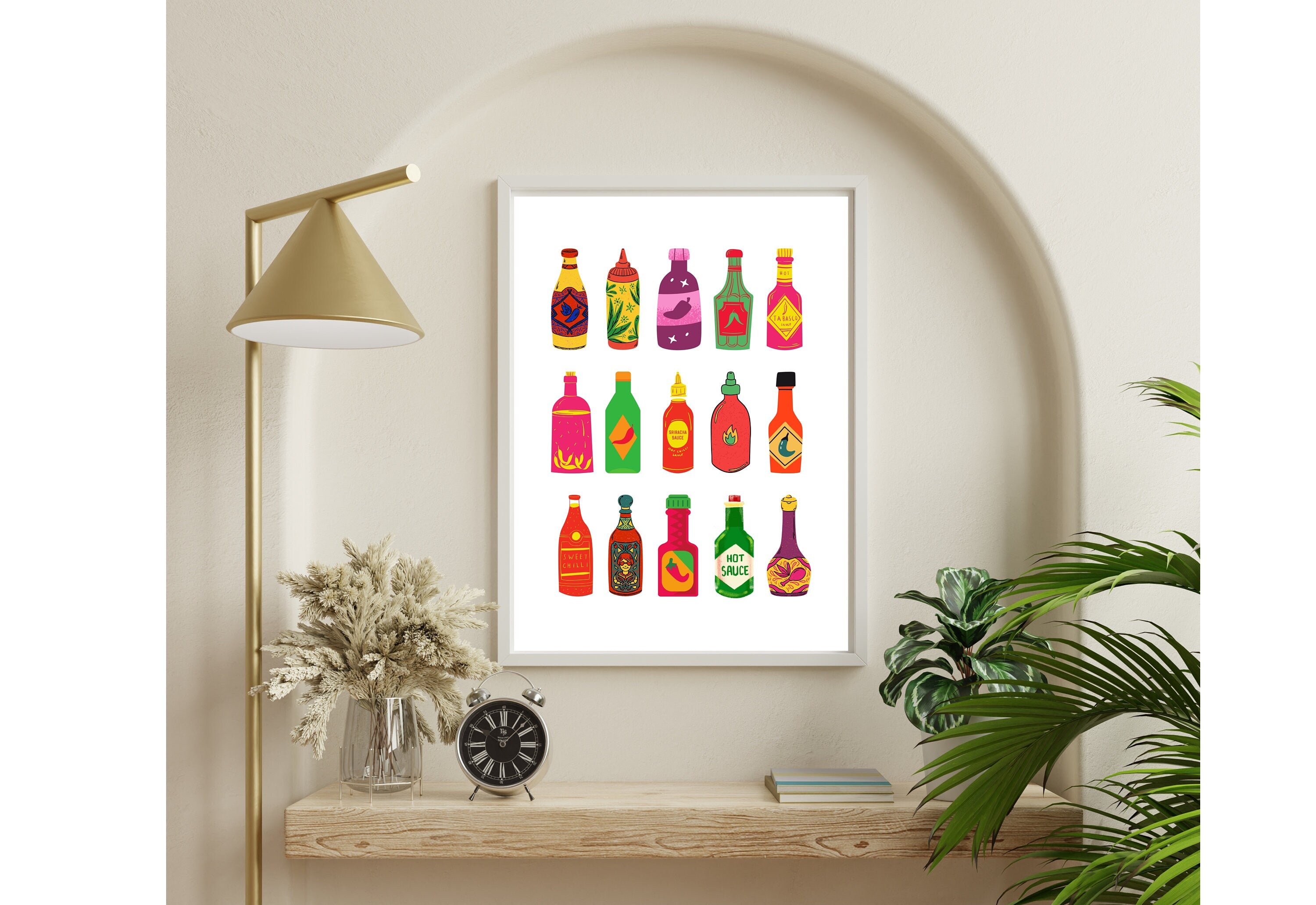 Hot Sauce Art, Digital Download,Kitchen Wall Art Print,Digital Food Art Print,Trendy Wall Art Print,Kitchen Printables,Kitchen Wall Decor