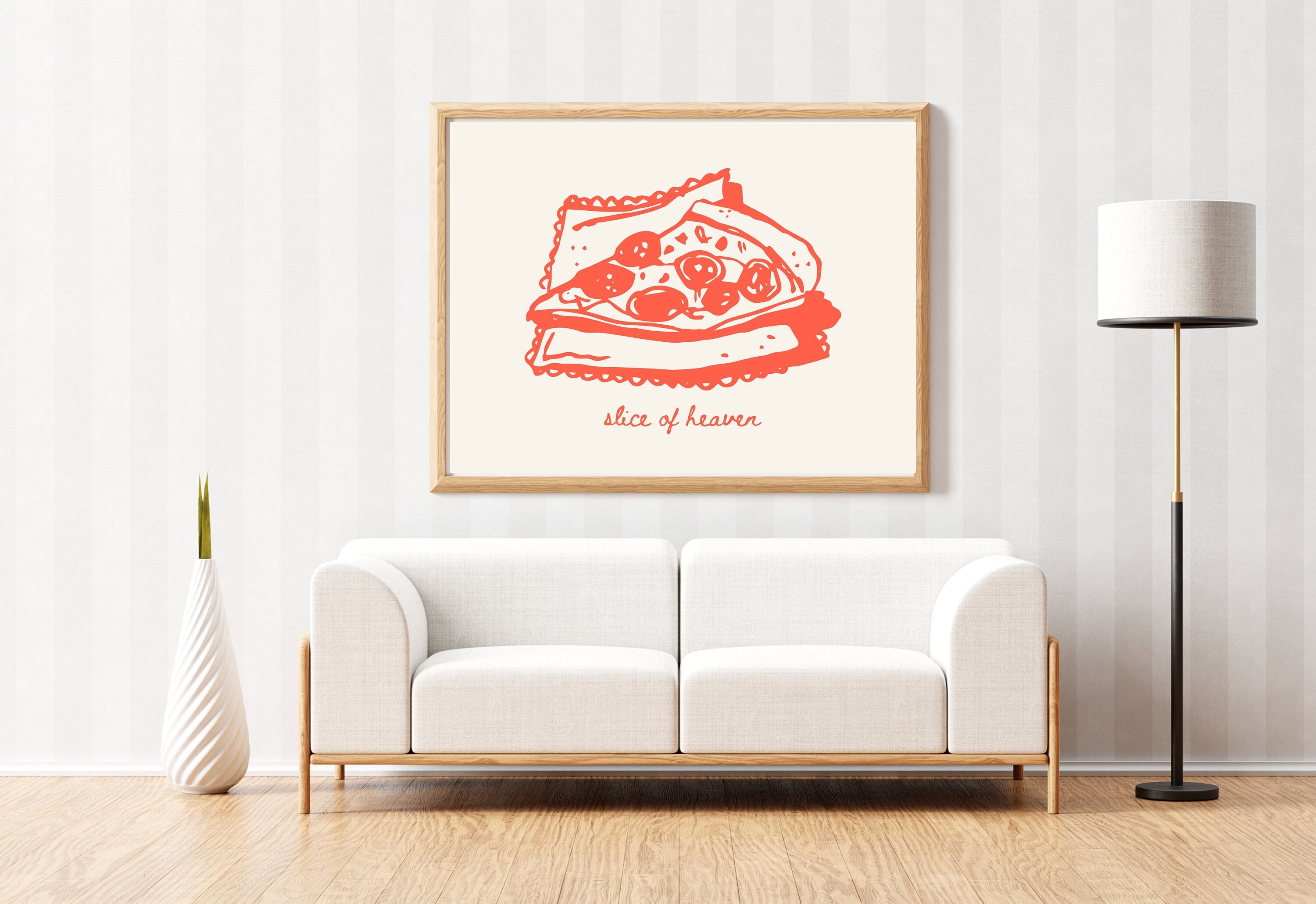 Slice of Heaven-Pizza Poster-Wall Print-Digital Download-Preppy Prints-Pizza Illustration Art-Vintage Food Art-Y2K Aesthetic-Girly Art