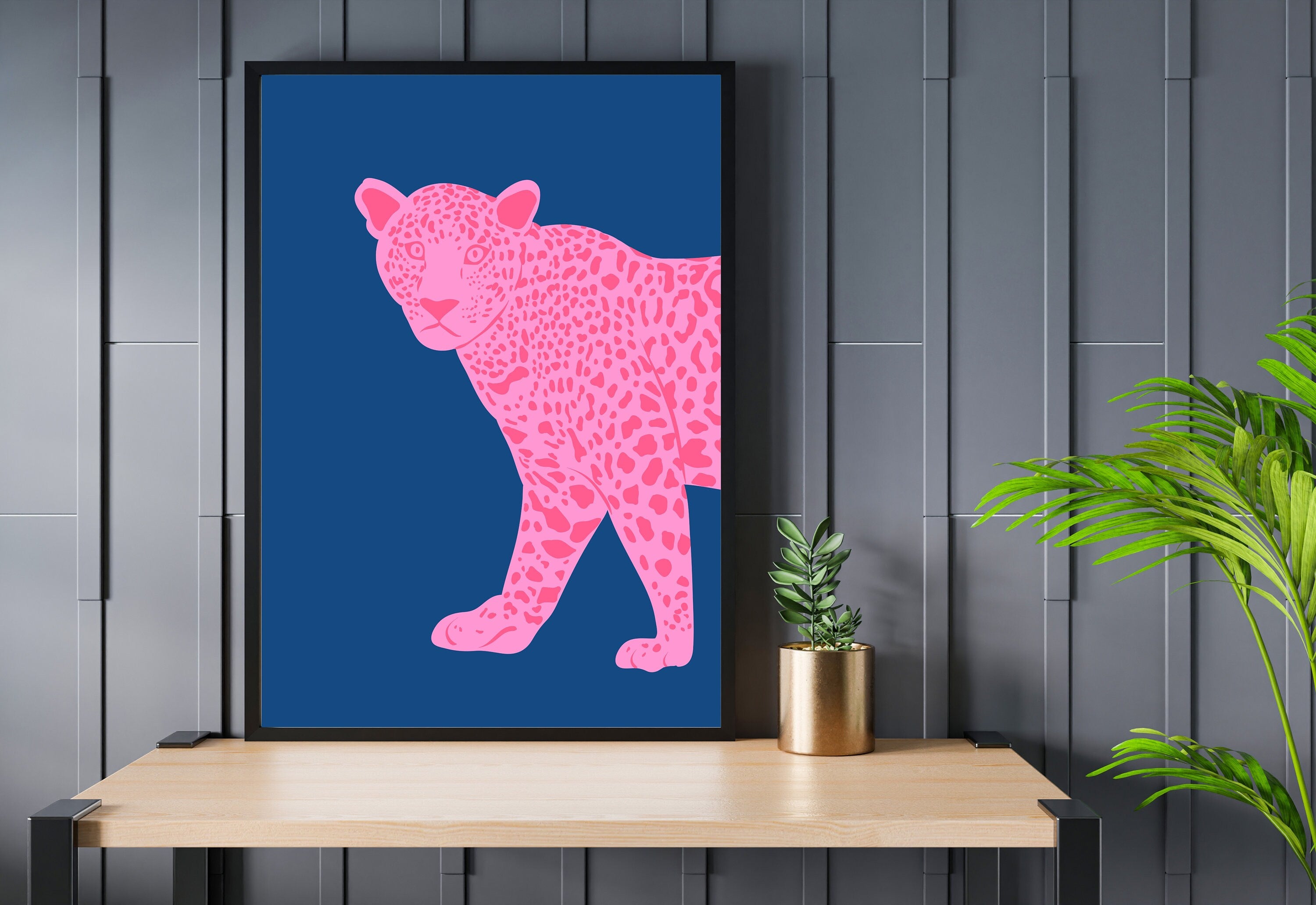 Trendy Tiger Prints, Blue and Pink Tiger Digital Art Print