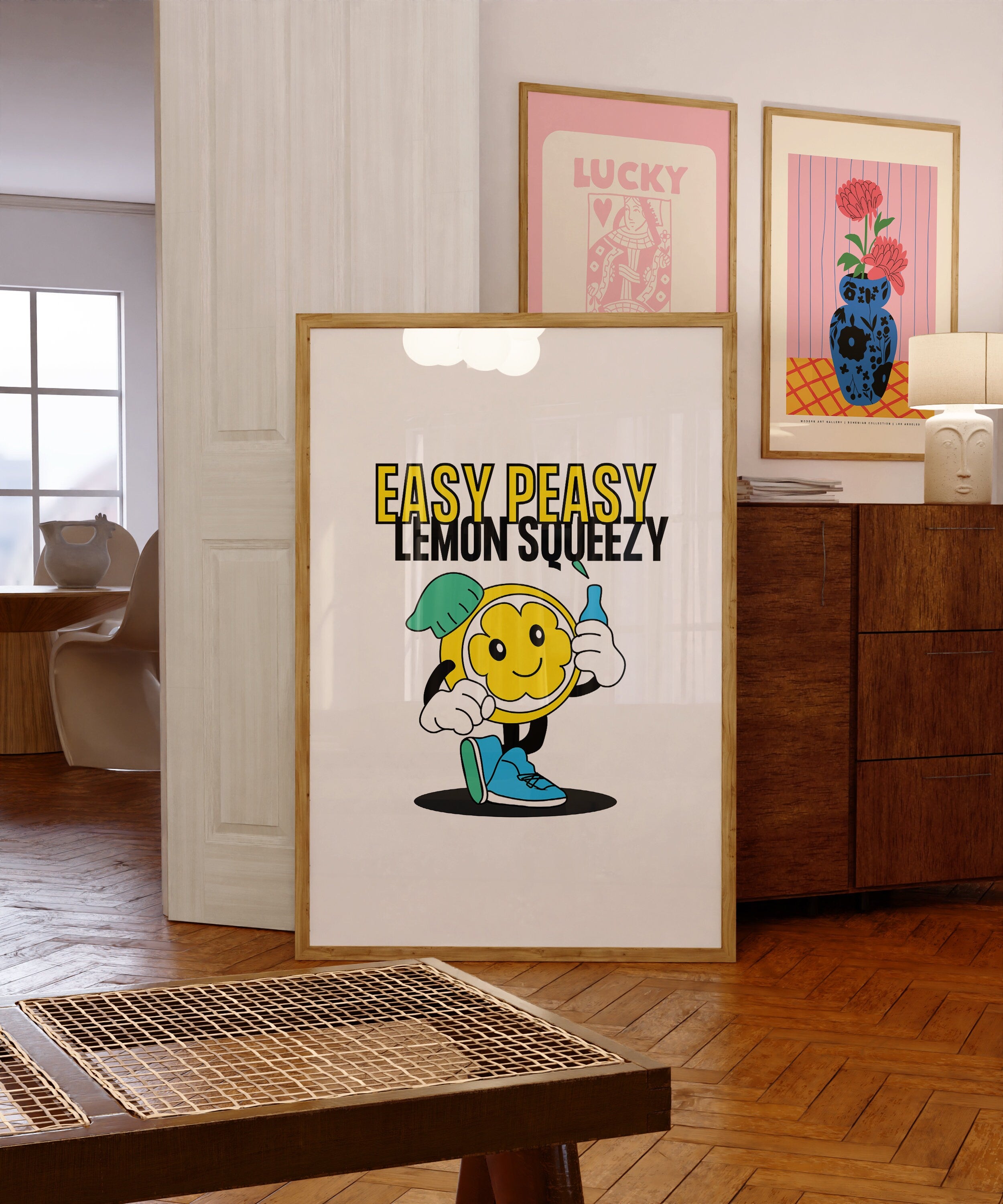 Easy Peasy Lemon Squeezy, Digital Prints, Emotions Art, Instant Download, Encouraging Art, Kids Room Prints, Lemon Art Print, Lemon Cartoon