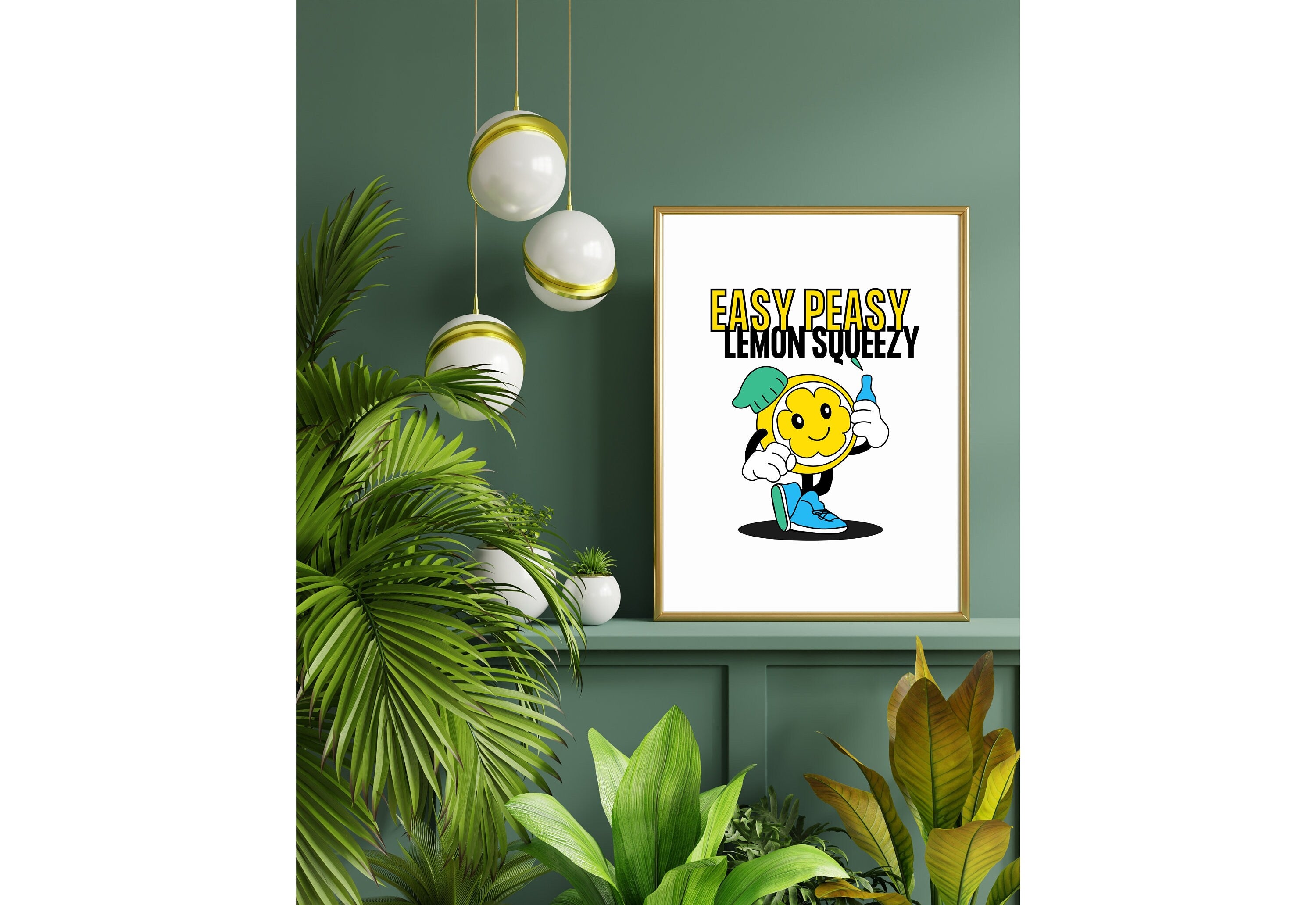 Easy Peasy Lemon Squeezy, Digital Prints, Emotions Art, Instant Download, Encouraging Art, Kids Room Prints, Lemon Art Print, Lemon Cartoon